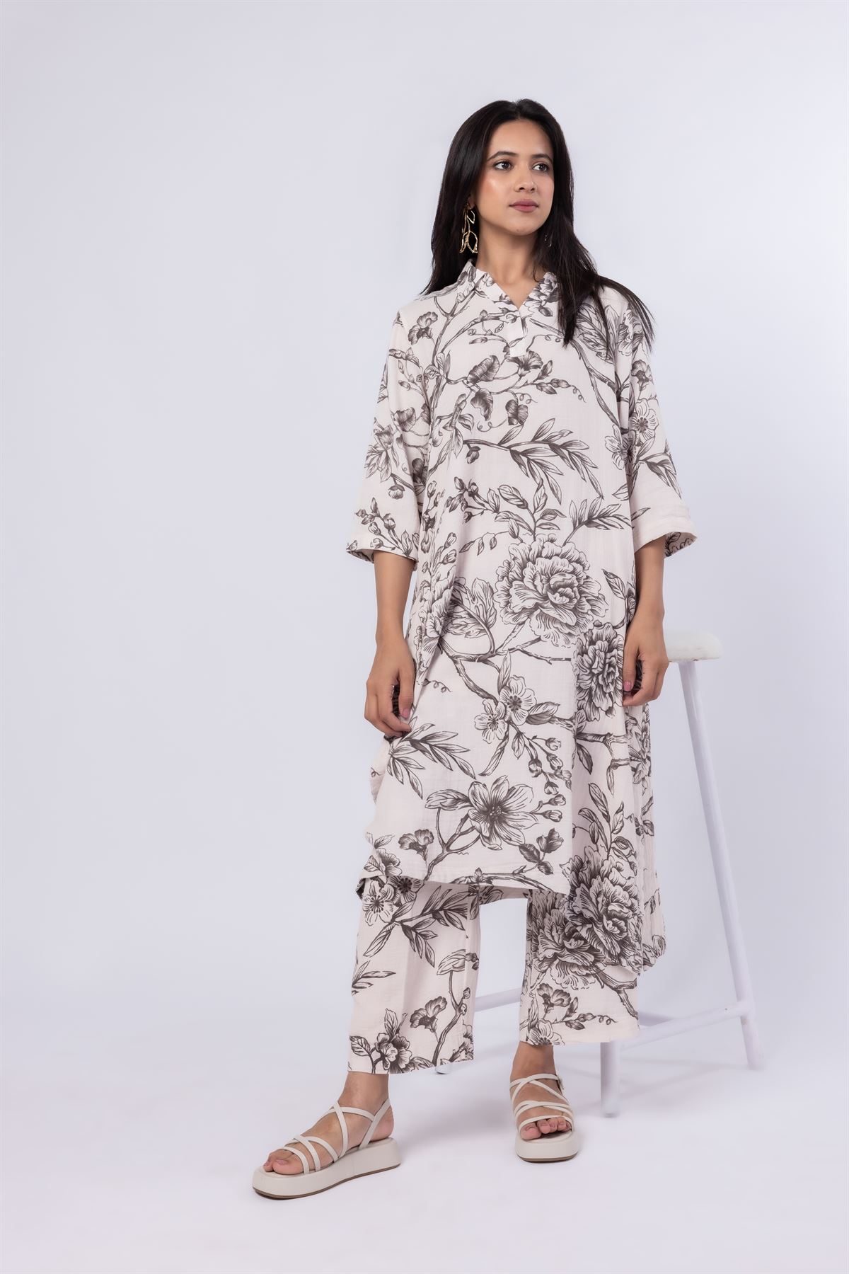 Printed Cheese Cloth Pants - 25-07-7E1-10TA-VG