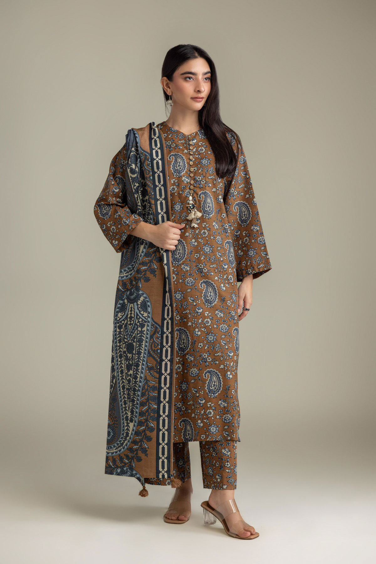 Printed Light Khaddar 3 Piece Tailored - 2-26-308-A-G1-VG