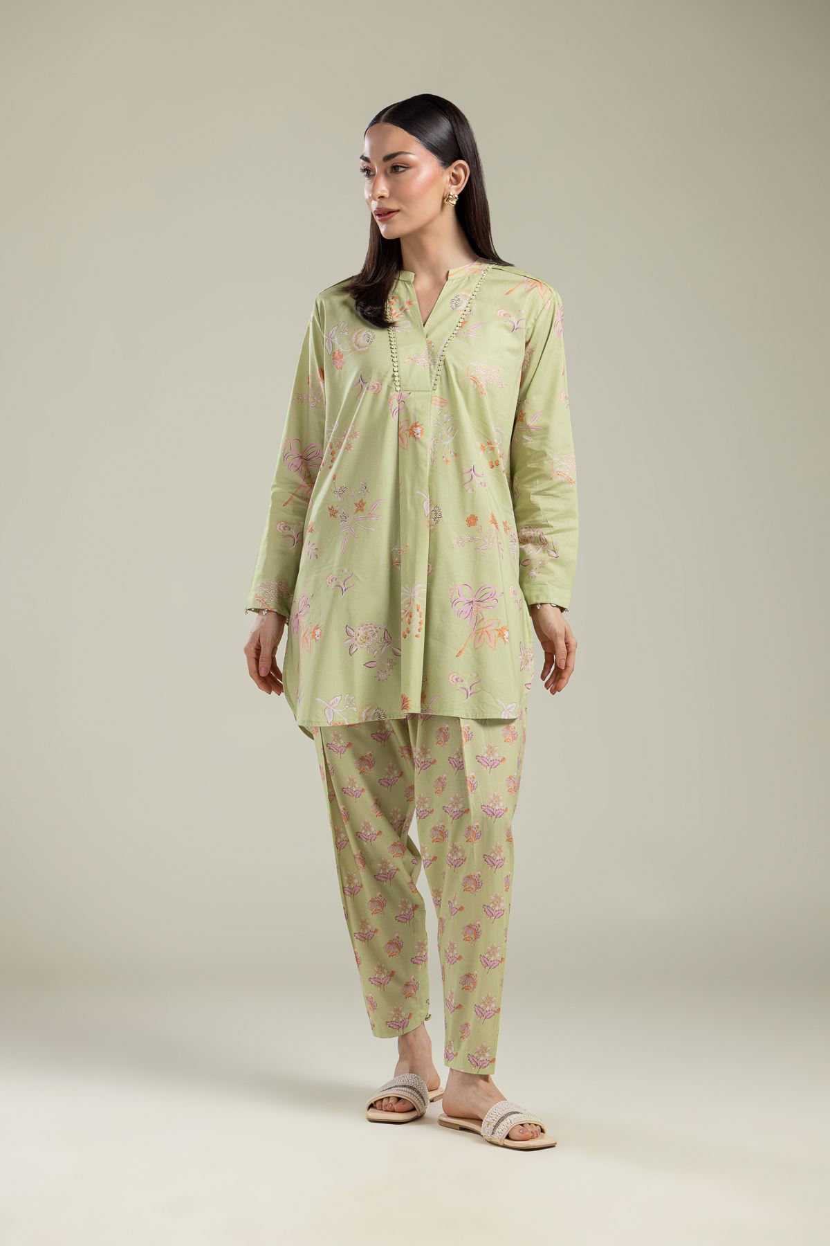 Printed Cotton Viscose Floral Cotton Shalwar - 1-26-135-A-E-VG