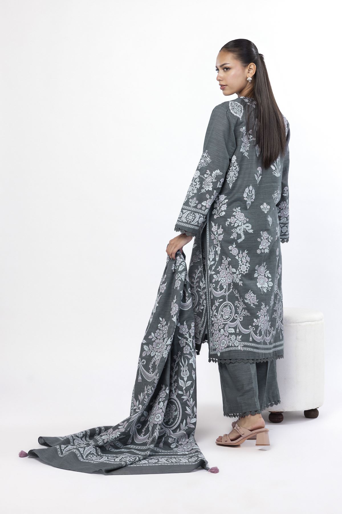 Printed Slub Cotton Tailored 3 Piece - KN31AST-VG