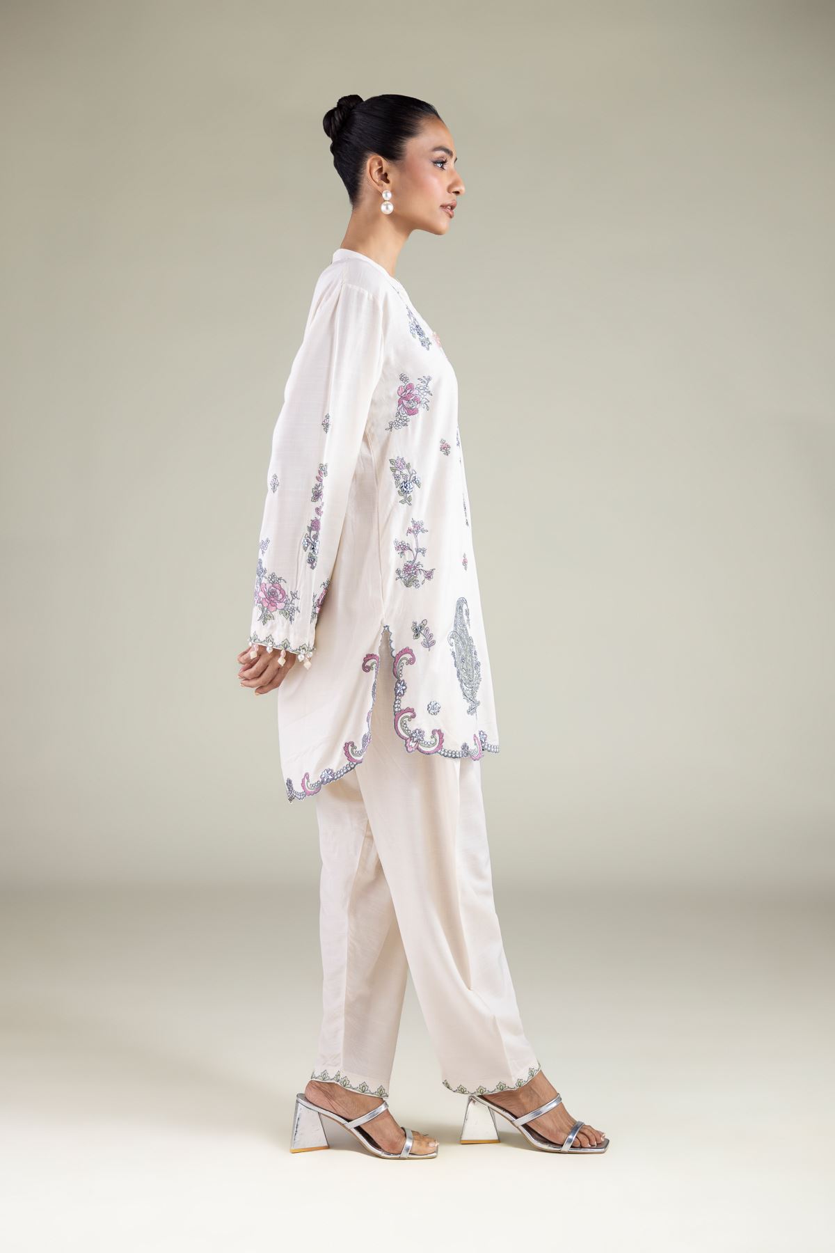 Embroidered Raw Silk Paisley Regular Shalwar - 2-26-110-A-G-VG