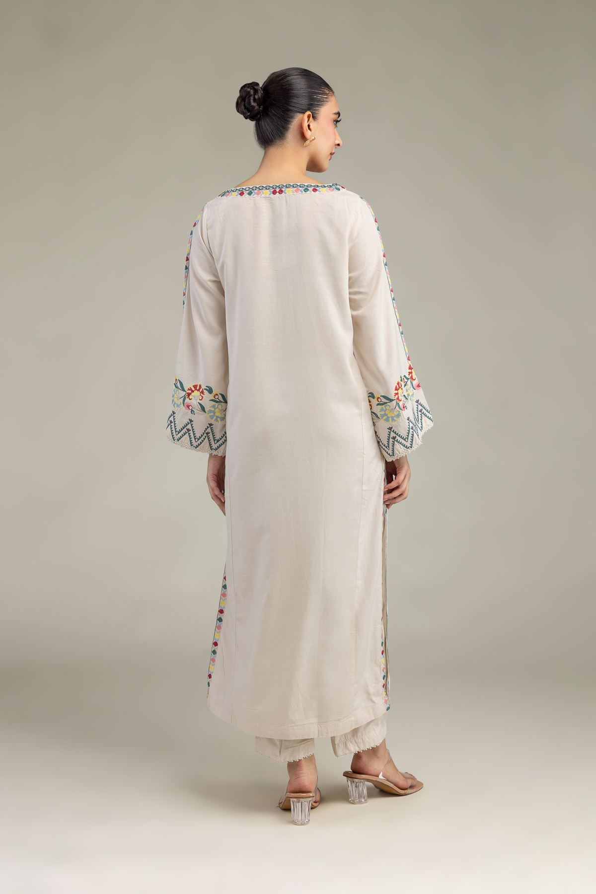 Embroidered Raw Silk Floral Silk Kurta - 1-26-225-A-C1-VG