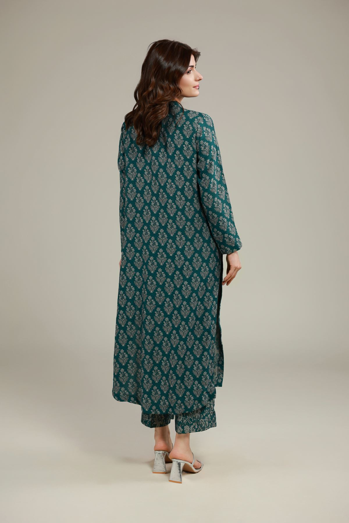 Dyed Jacquard Kurta - 25-04E43-01TB-VG