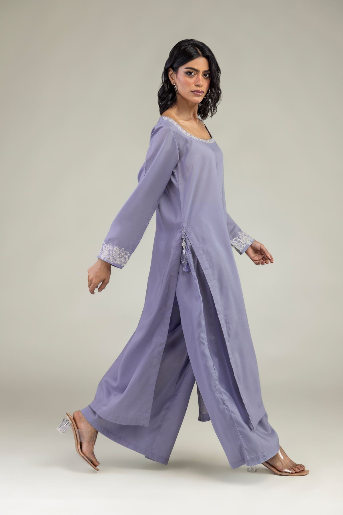 Embroidered Lyocell Lavendar Shalwar - 8-26-203-A-D1-VG