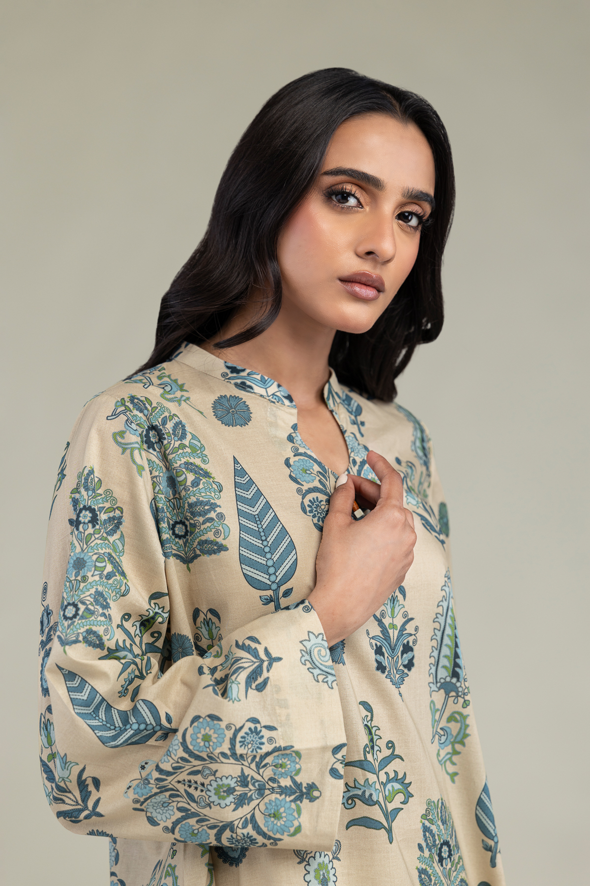 Printed Cambric Floral Cambric Kurta - 2-26-303-C-A1-VG