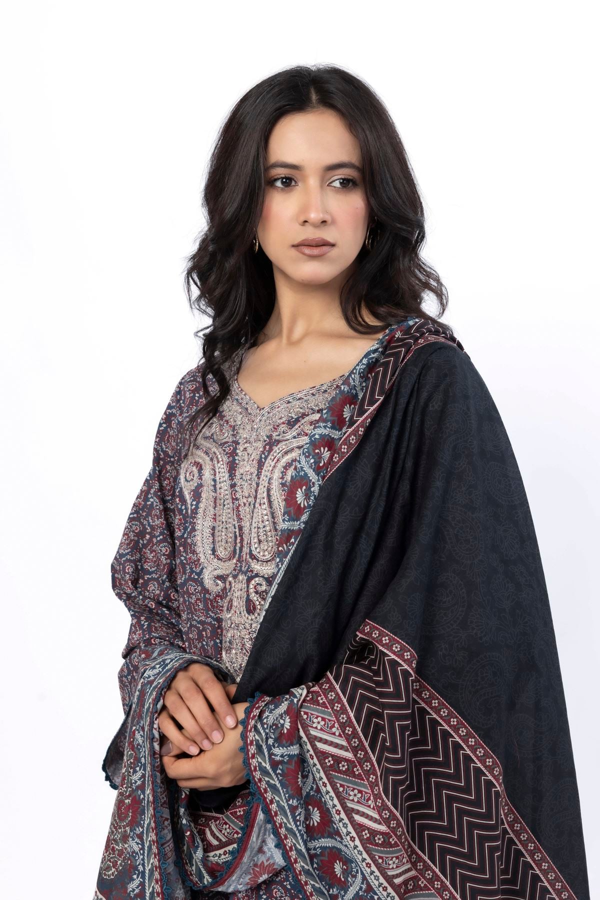 Embroidered Cotton Tailored 3 Piece - T-A33-26-104FI1-VG