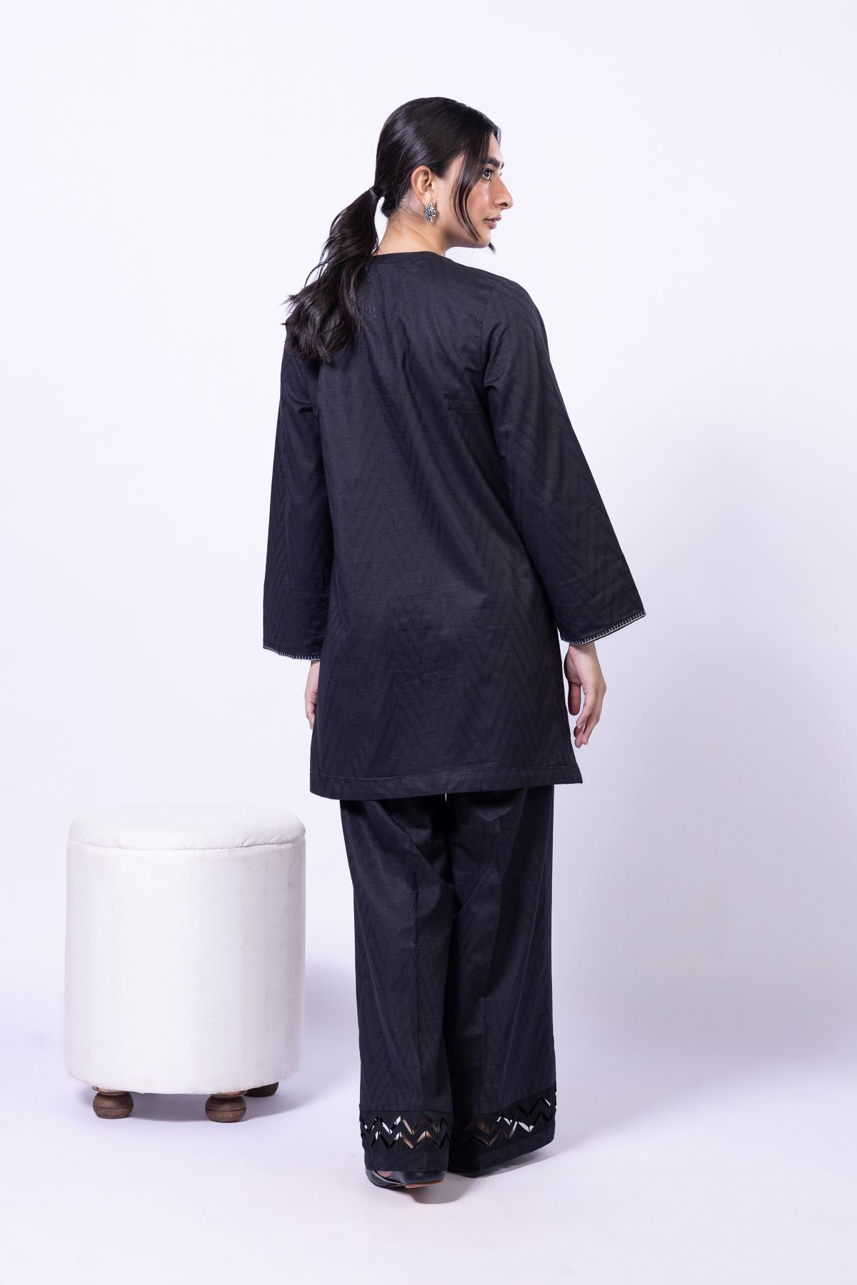 Dyed Jacquard Kurta - 25-09-9S1-07TB-VG