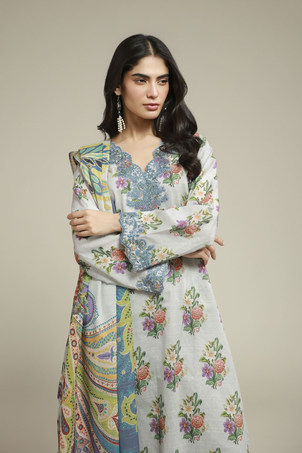 Embroidered Mesuri 3-Piece Tailored Suit - T-A22-26-124FC1-VG