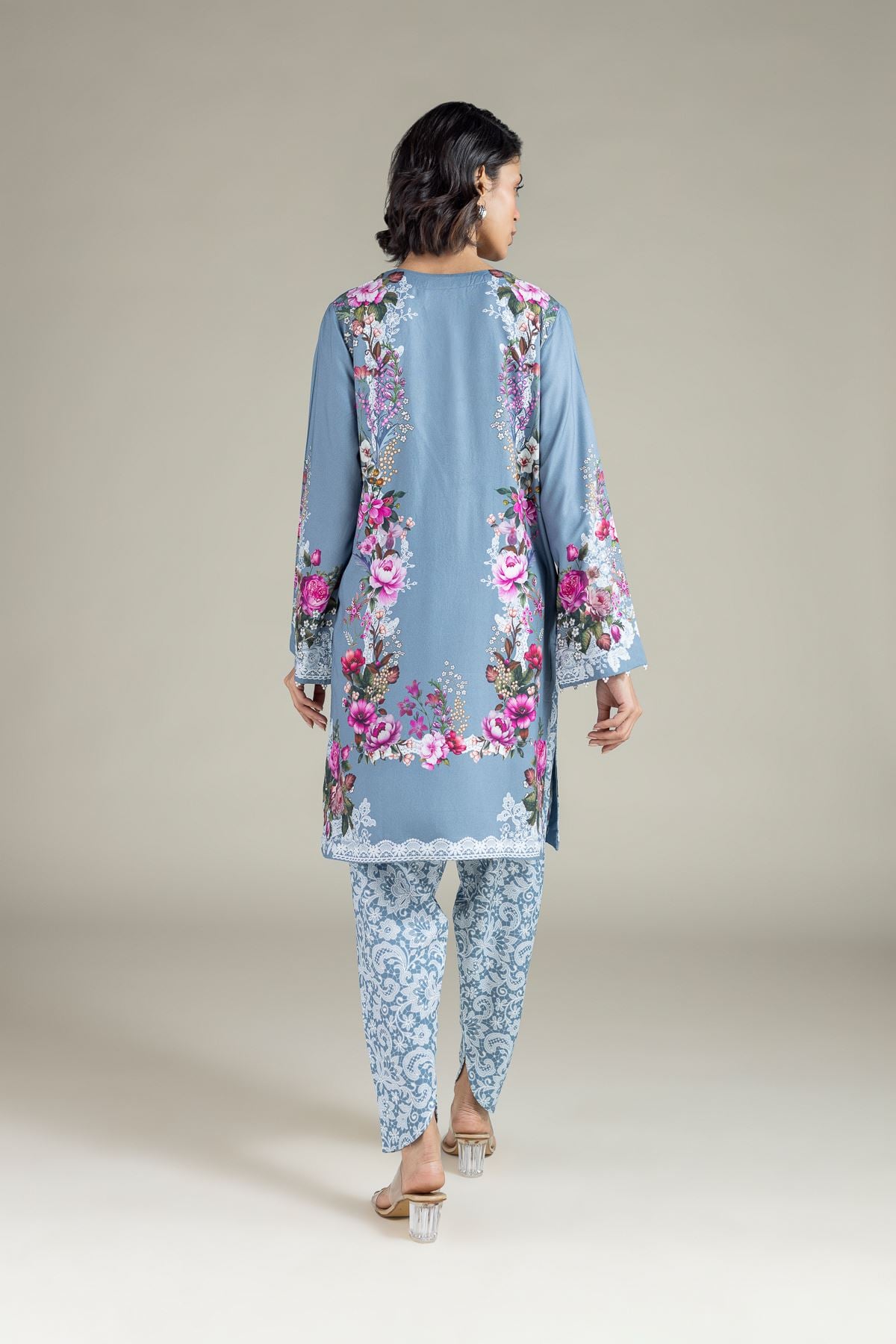 Embroidered Marina Floral Lace Kurta - 25-10-11E12-07TB-VG