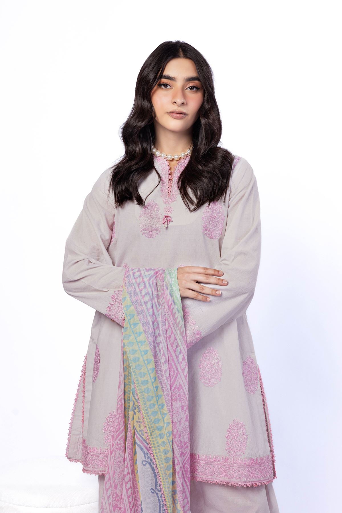 Embroidered Cotton Dobby Tailored 3 Piece - T-A22-26-109FJ2-VG