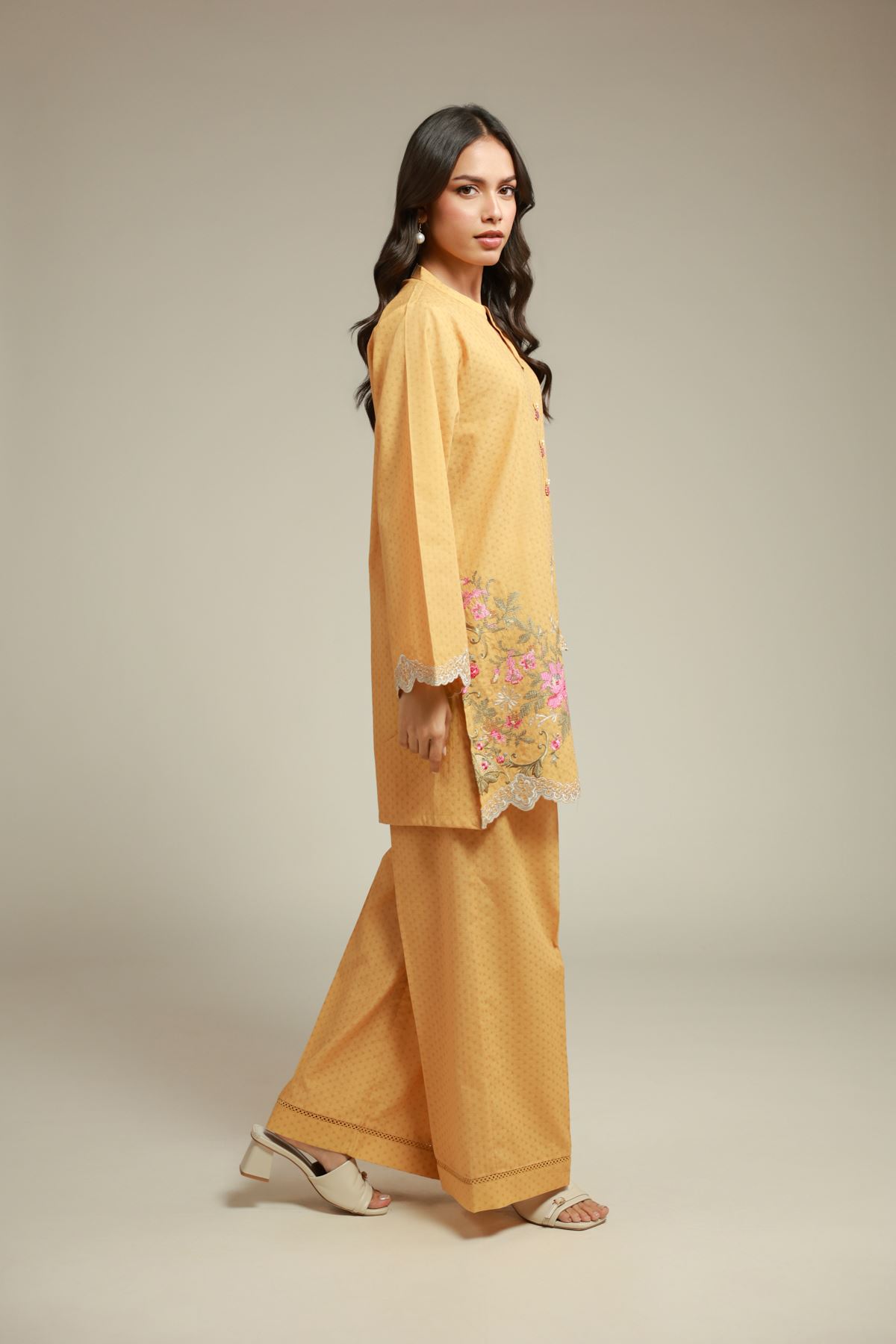 Embroidered Cotton Dobby 2-Piece Tailored Set - 2-26-109-A-H-VG