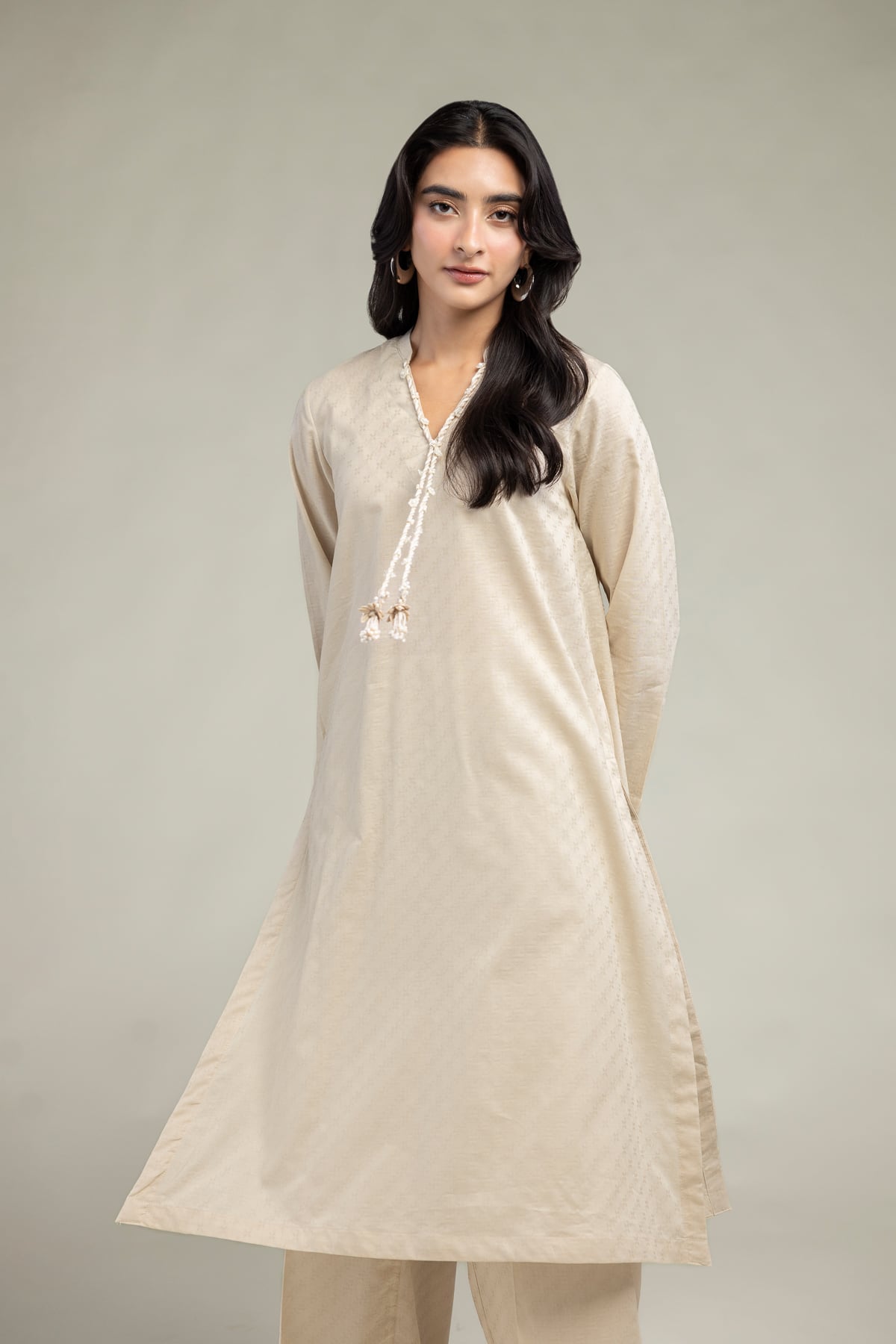 Dyed Cotton Dobby Longline Cotton  Kurta - 1-26-244-A-D1-VG