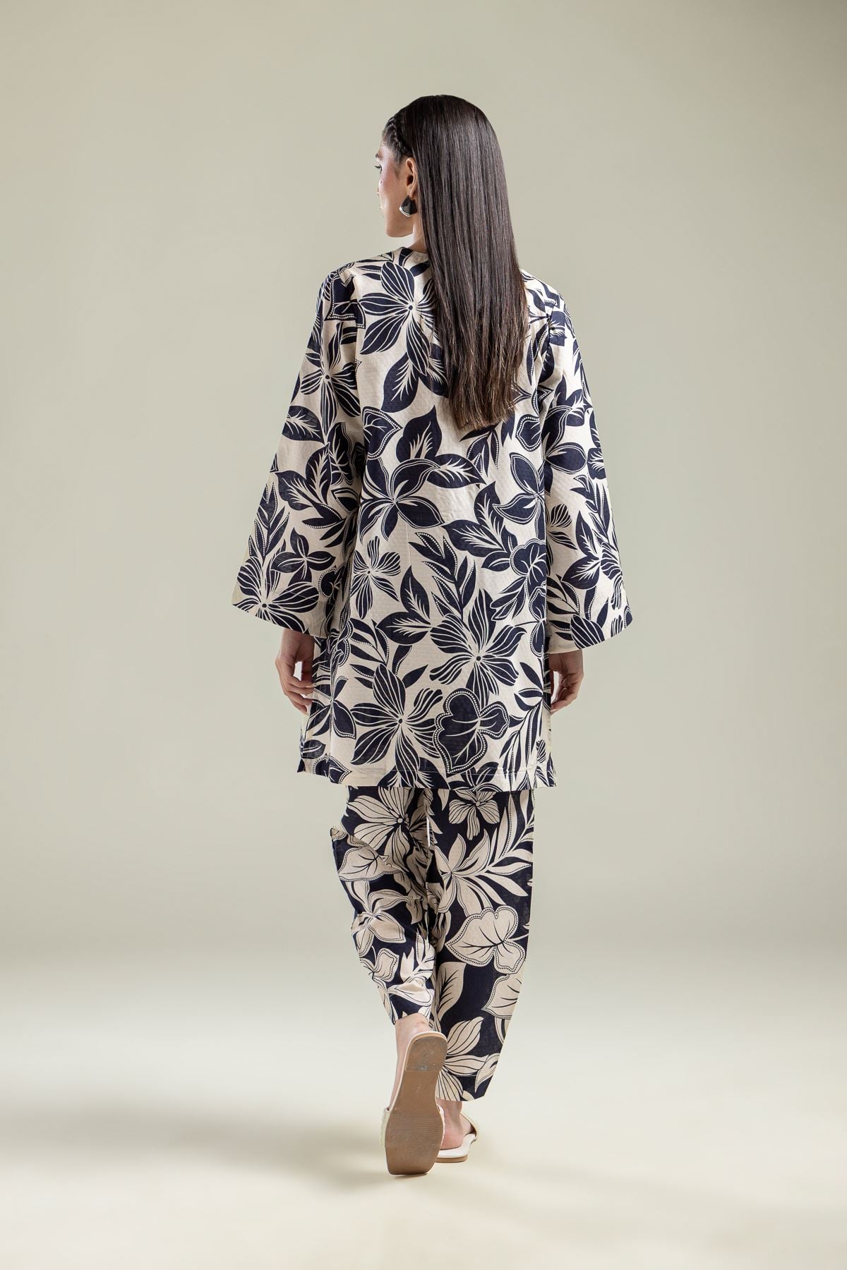 Printed Cotton Dobby Floral V-Neck Kurta - T-A113-26-101EI2-VG