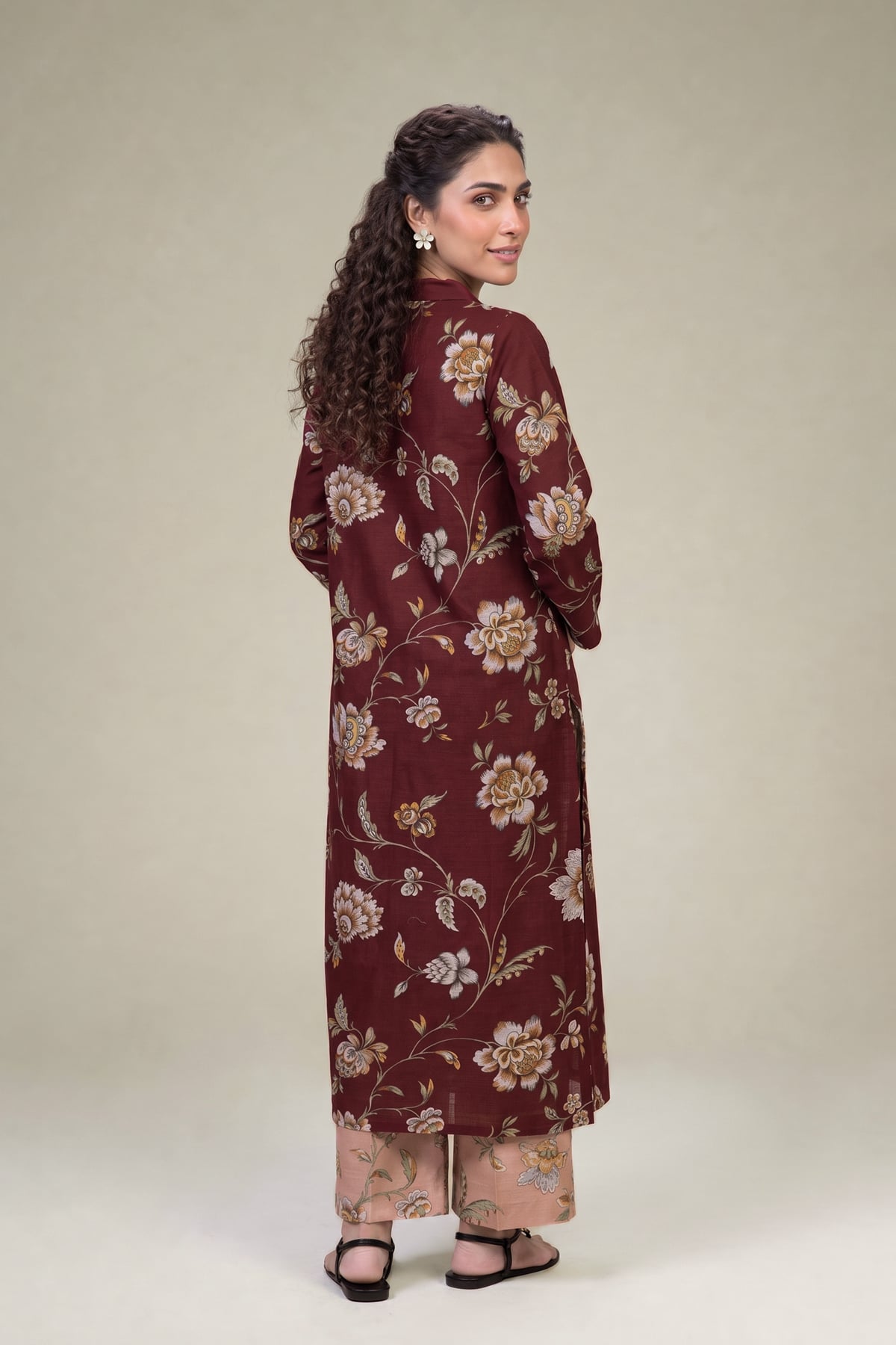 Printed Light Khaddar Floral Khaddar Kurta - 1-26-415-A-G1-VG
