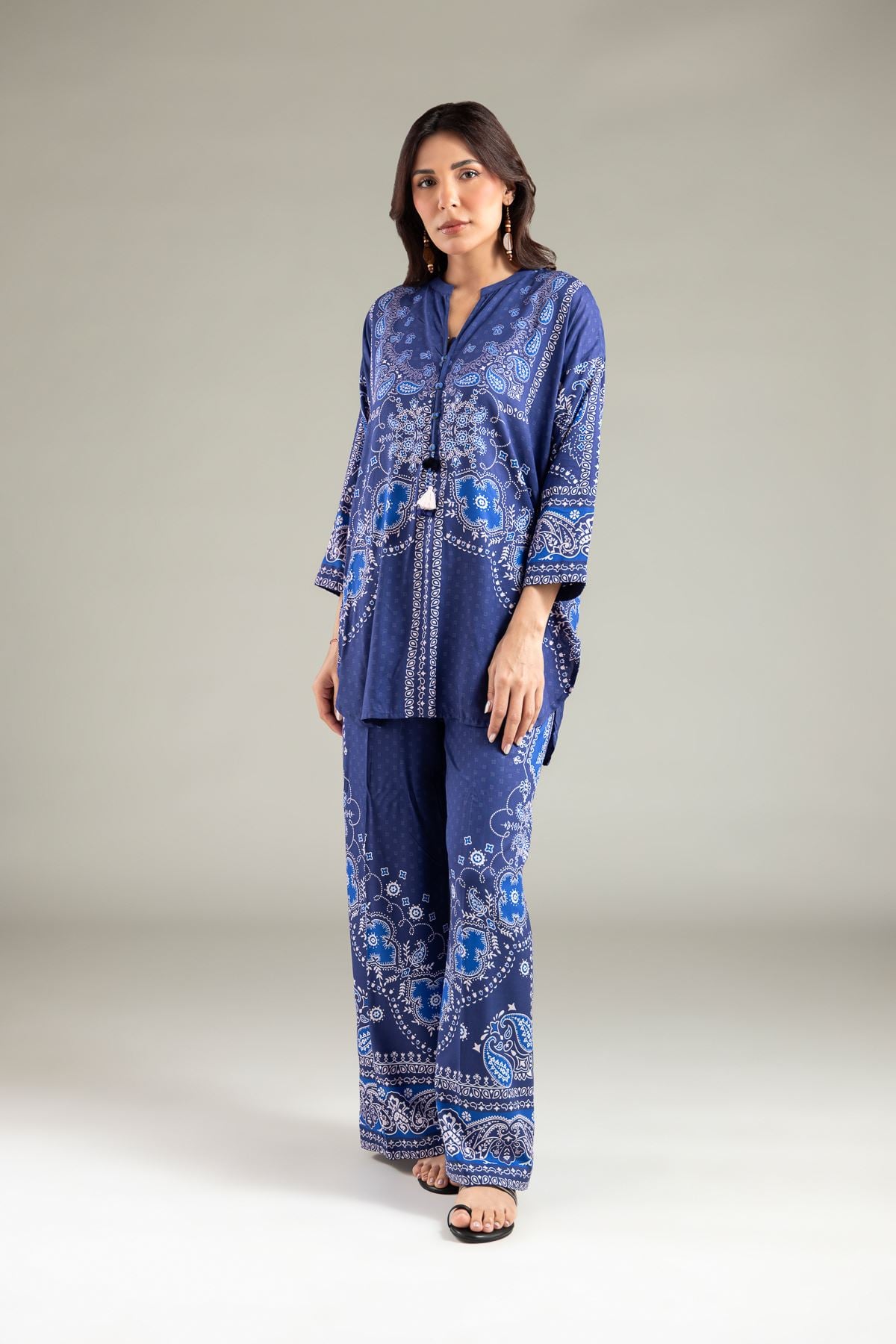 Printed Viscose Paisley Relaxed Pants - 1-26-130-A-C-VG