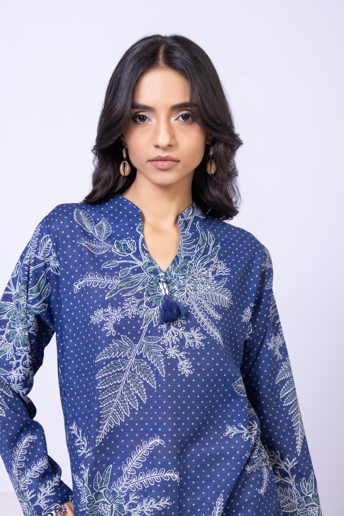 Printed Textured Cotton Kurta - 1001901402