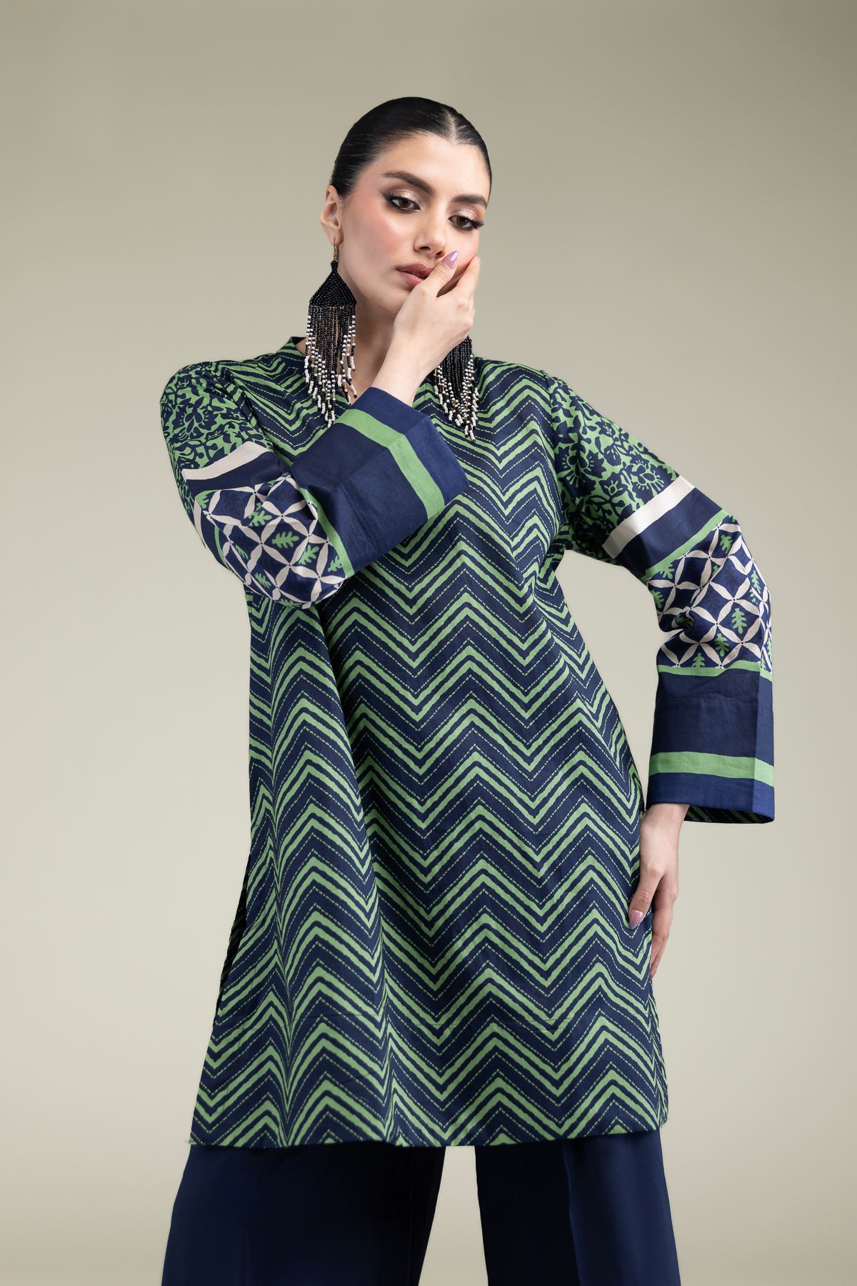 Printed Cambric Short Cambric Kurta - 1-26-209-A-E2-VG