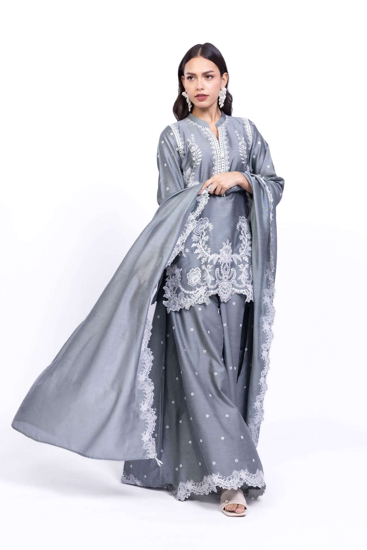 Embroidered Raw Silk Kurta - 25-10-12E6-04TA-VG