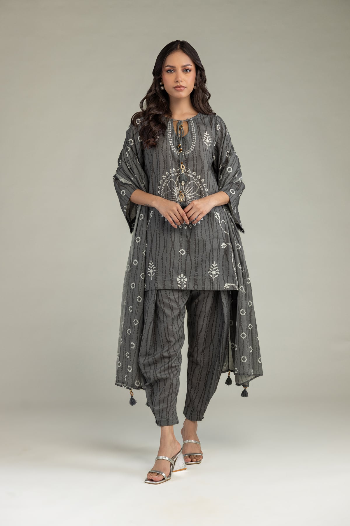Printed Cotton Dobby Gray Cotton Kurta - 1-26-220-C-I1-VG