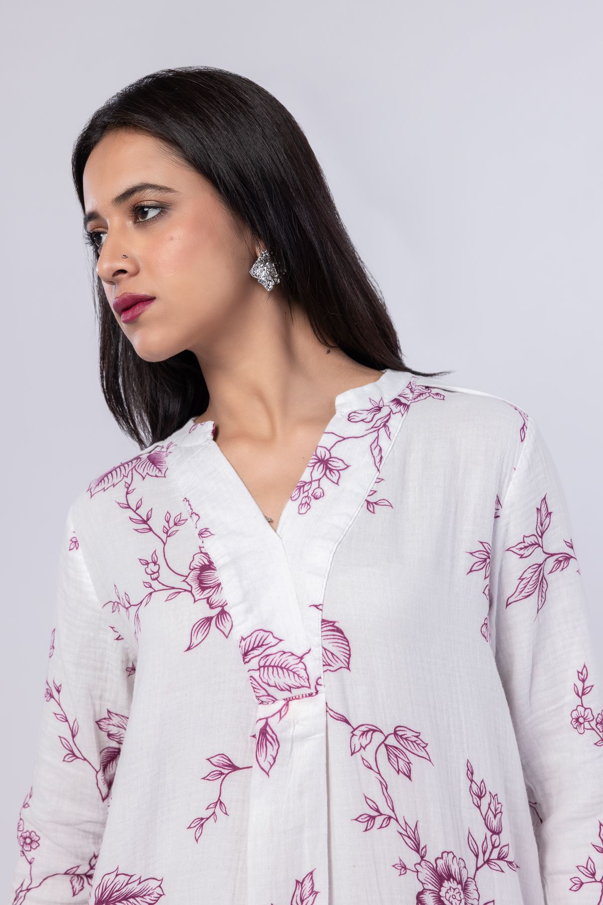 Printed Cheese Cloth Kurta - 25-04EX20-02BA-VG