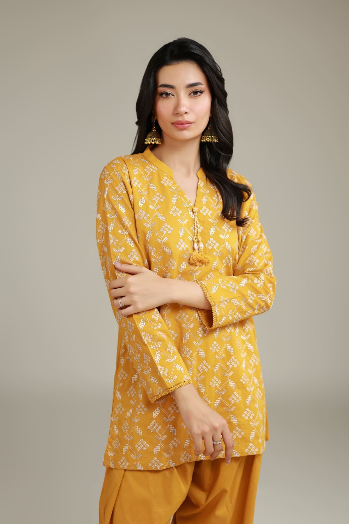 Embroidered Cambric Cambric V-Neck Kurta - 25-09-10E2-07TB-VG