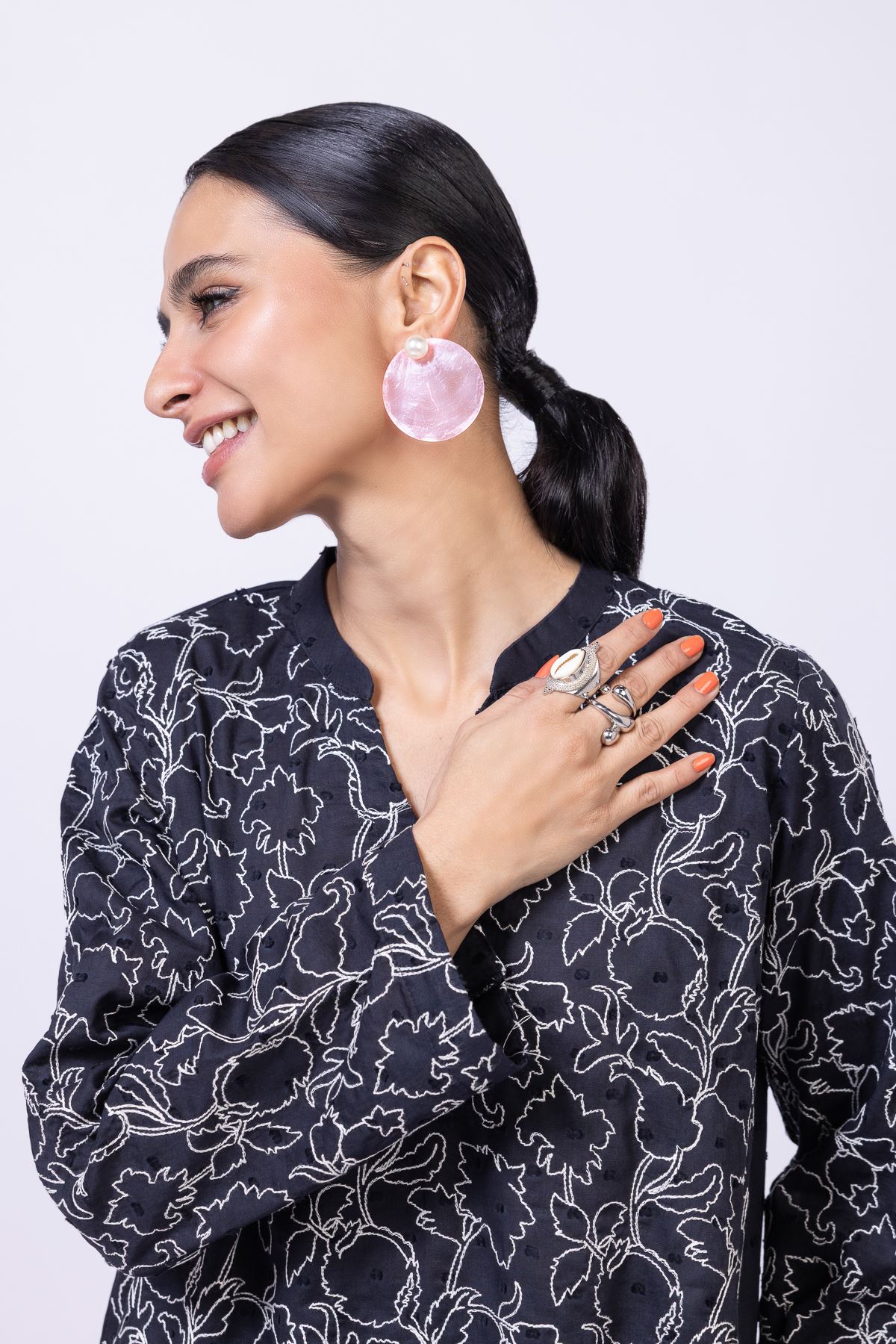 Embroidered Cross Slub Broshia Kurta - 25-10-11E12-03TB-VG