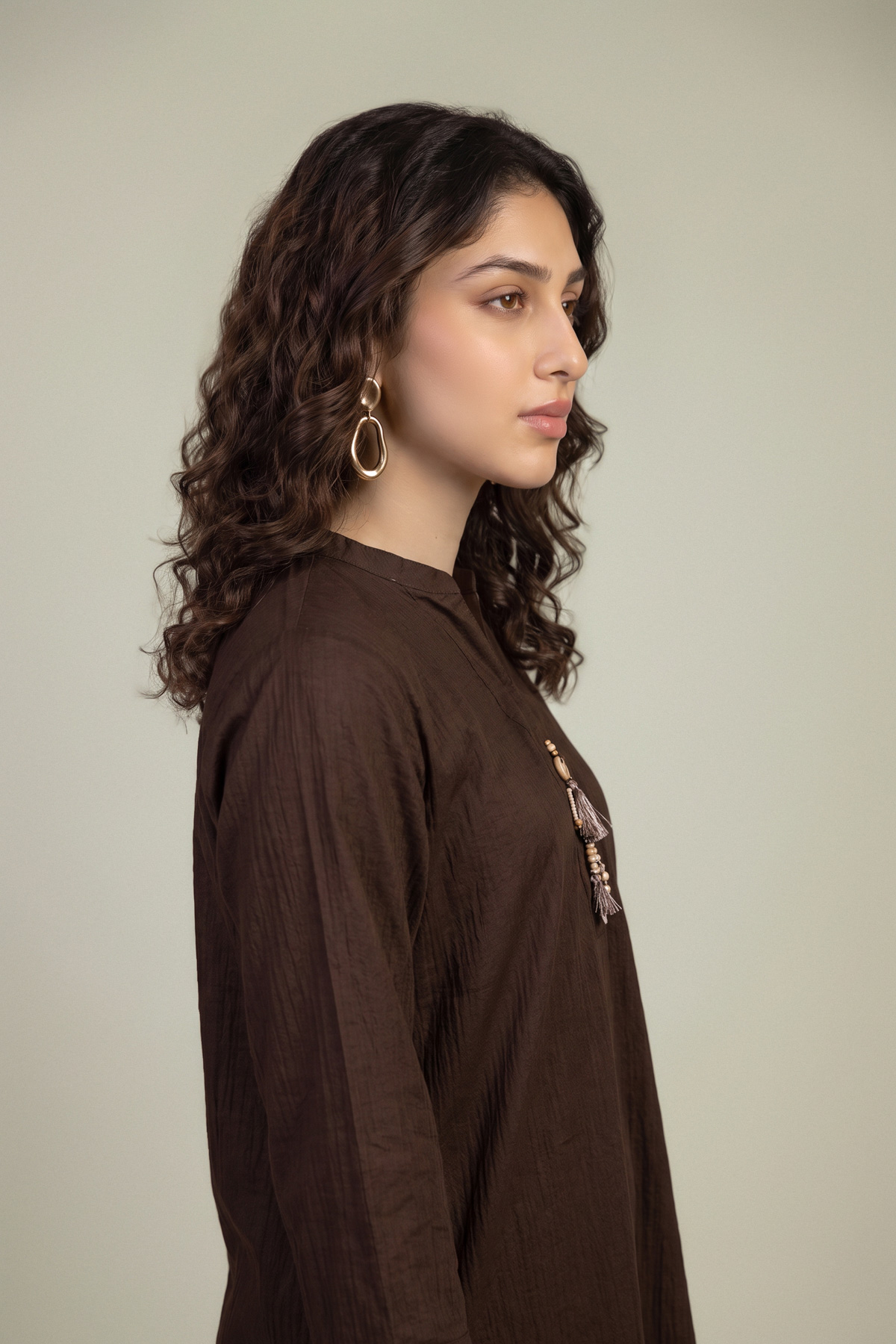 Embroidered Cotton Crinkle Brown Cotton Kurta - 1-26-102-A-F-VG