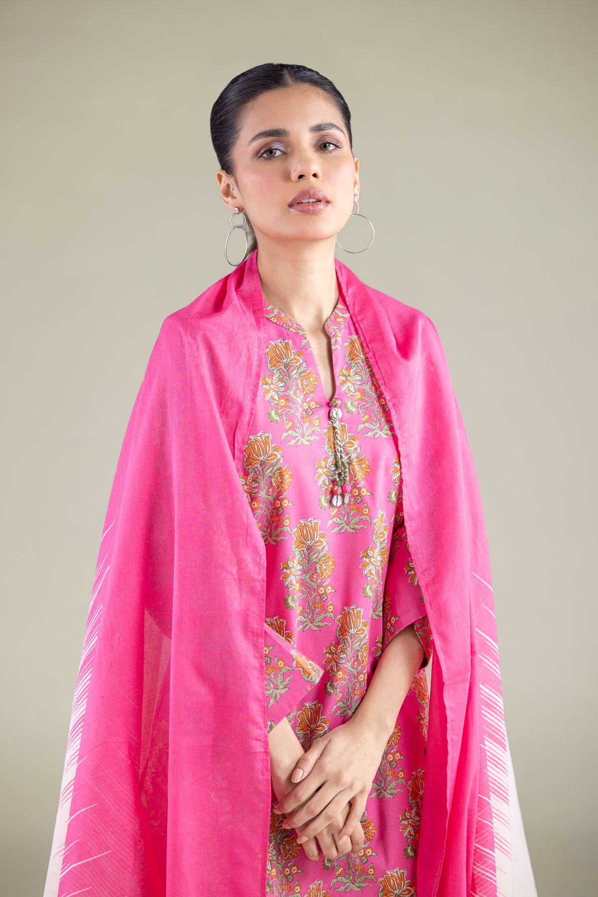 Printed Lawn Summer Solid Dupatta - 1-26-119-C-E-VG