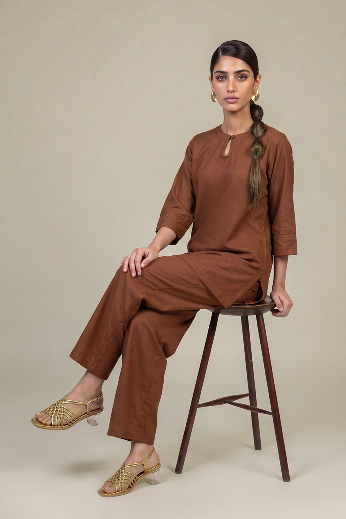 Dyed Cotton Dobby Tailored 2-Piece Set - 2-26-308-A-G1-VG