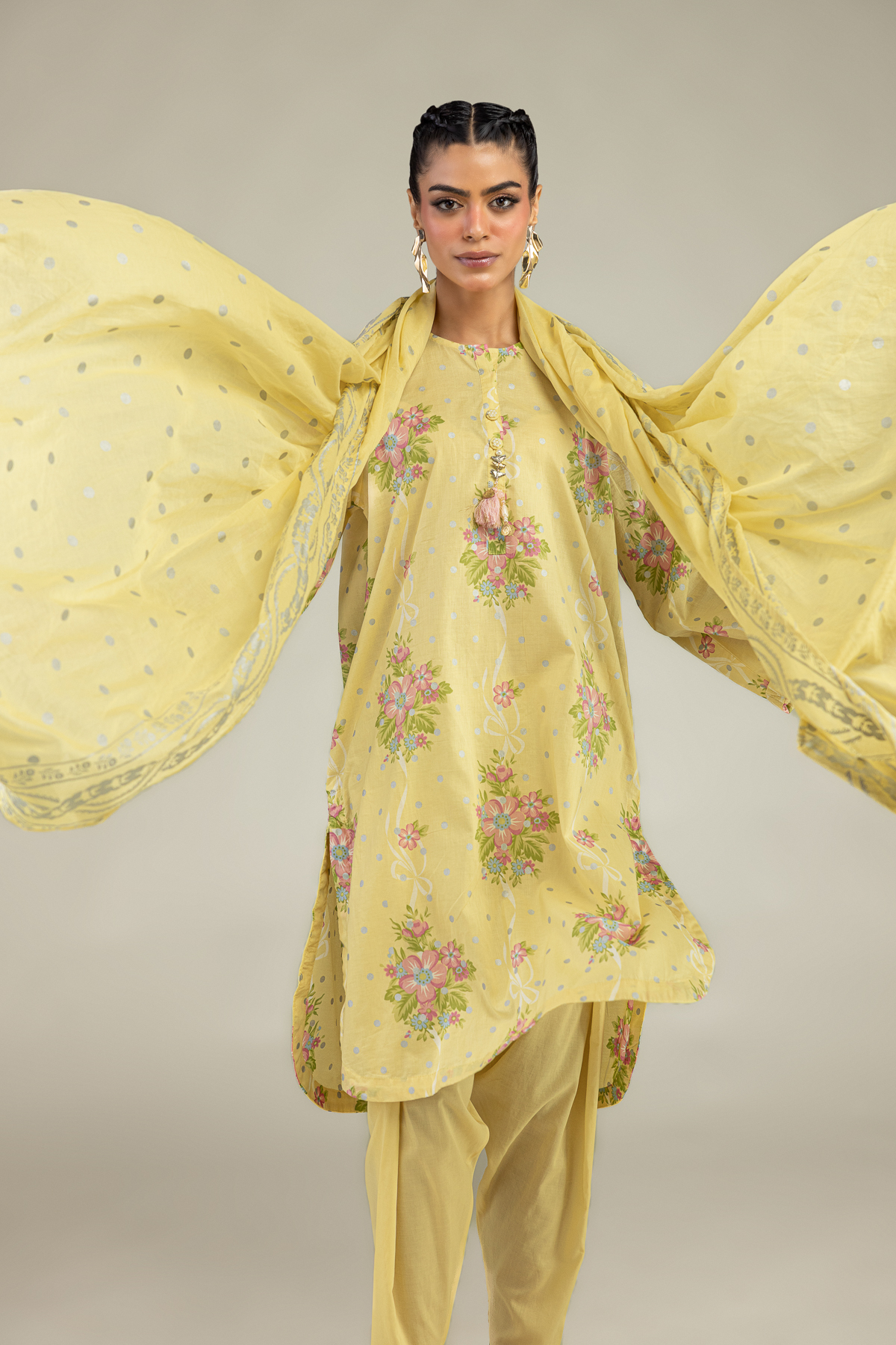 Printed Lawn Yellow Lawn Dupatta - 1-26-240-A-J1-VG