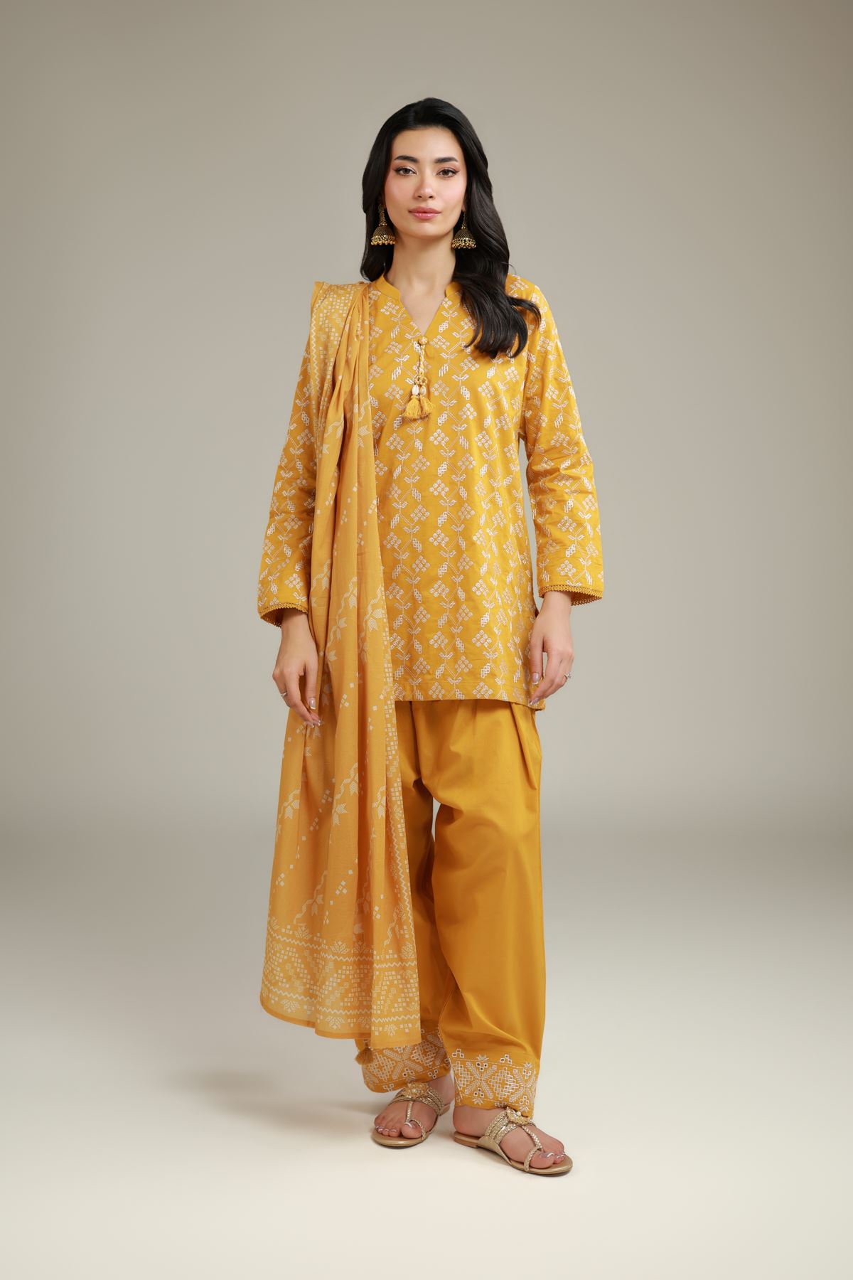 Embroidered Lawn Draped Lawn Dupatta - 25-10-11E4-03TB-VG