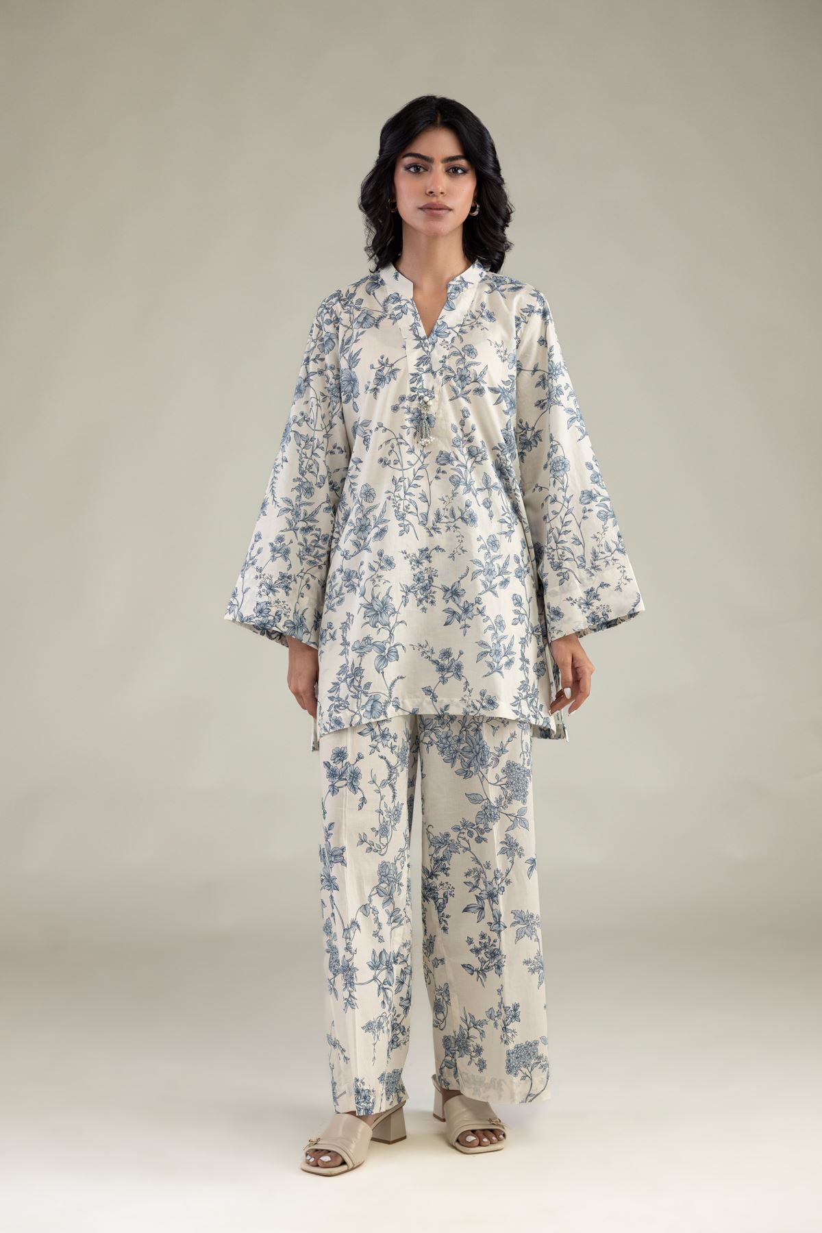Embroidered Cambric Short Floral Kurta - 1-26-303-B-A1-VG