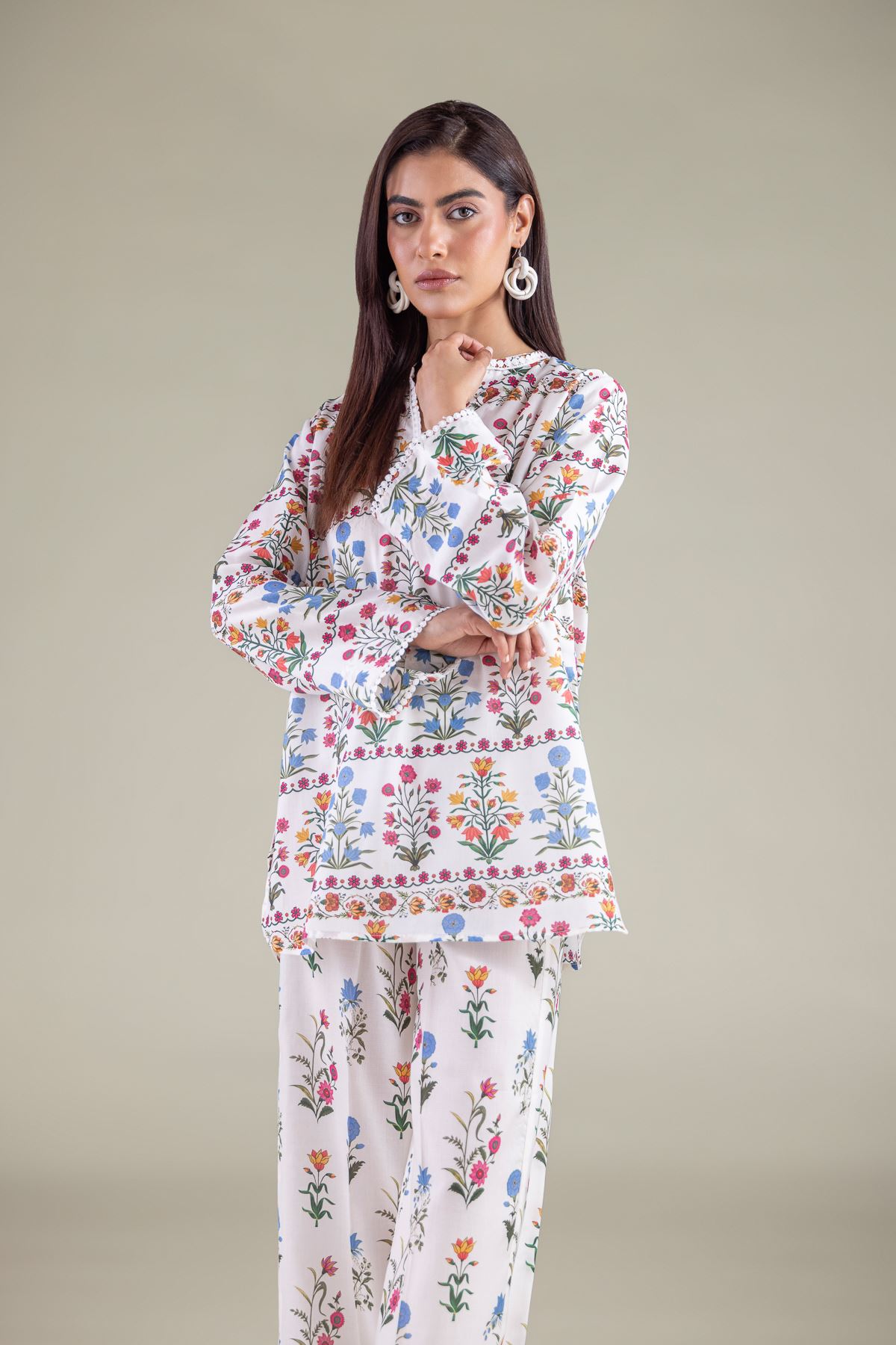 Embroidered Textured Weave Tunic - 1-26-108-A-F-VG