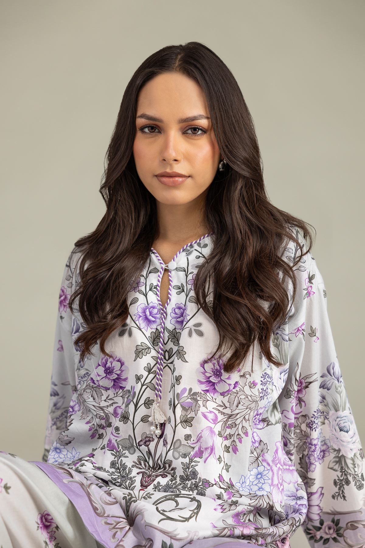 Printed Cambric Floral Cambric Kurta - 1-26-229-B-F1-VG