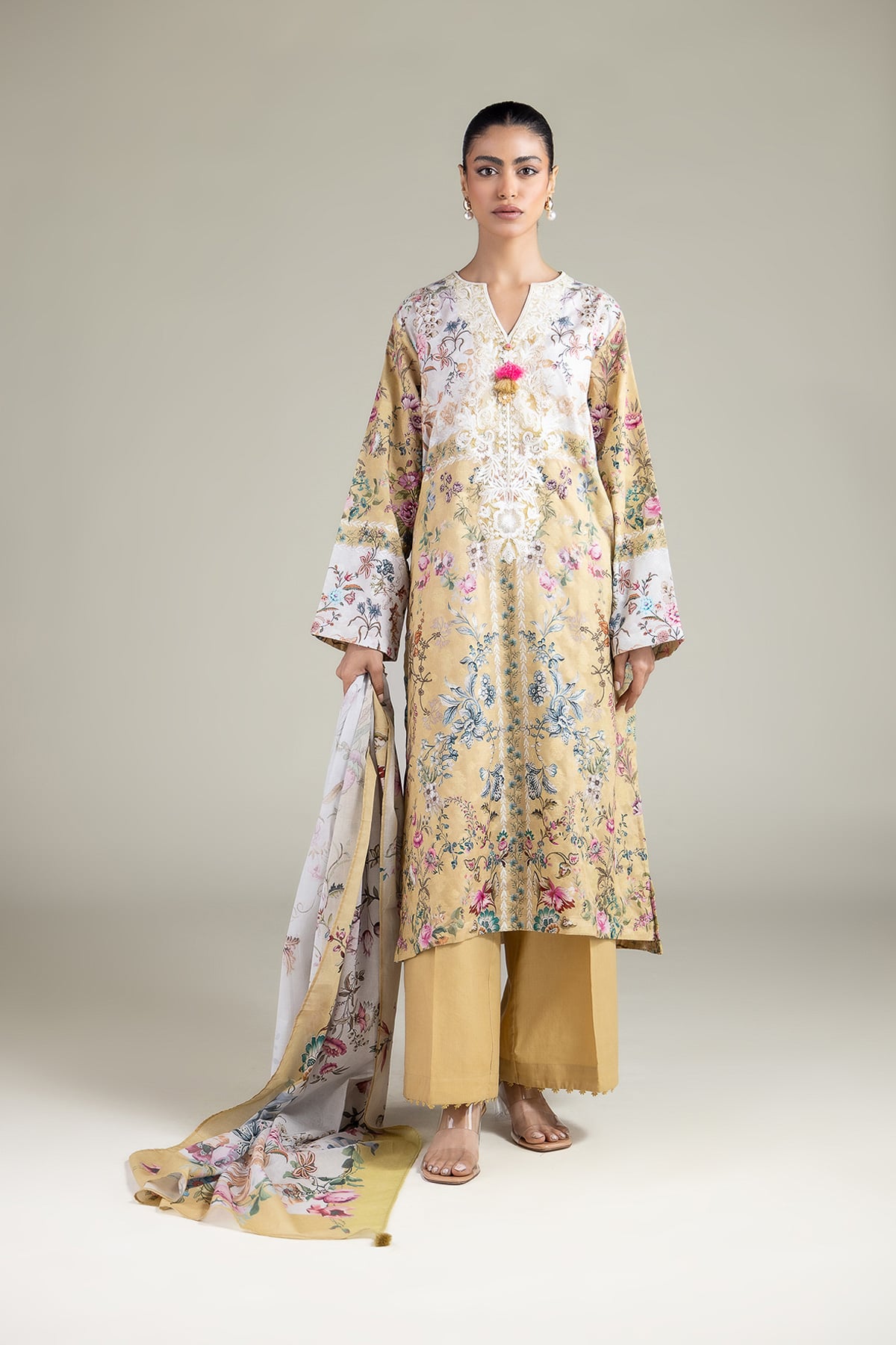 Embroidered Broshia Fabrics 3 Piece - T-A33-26-207FD1-VG