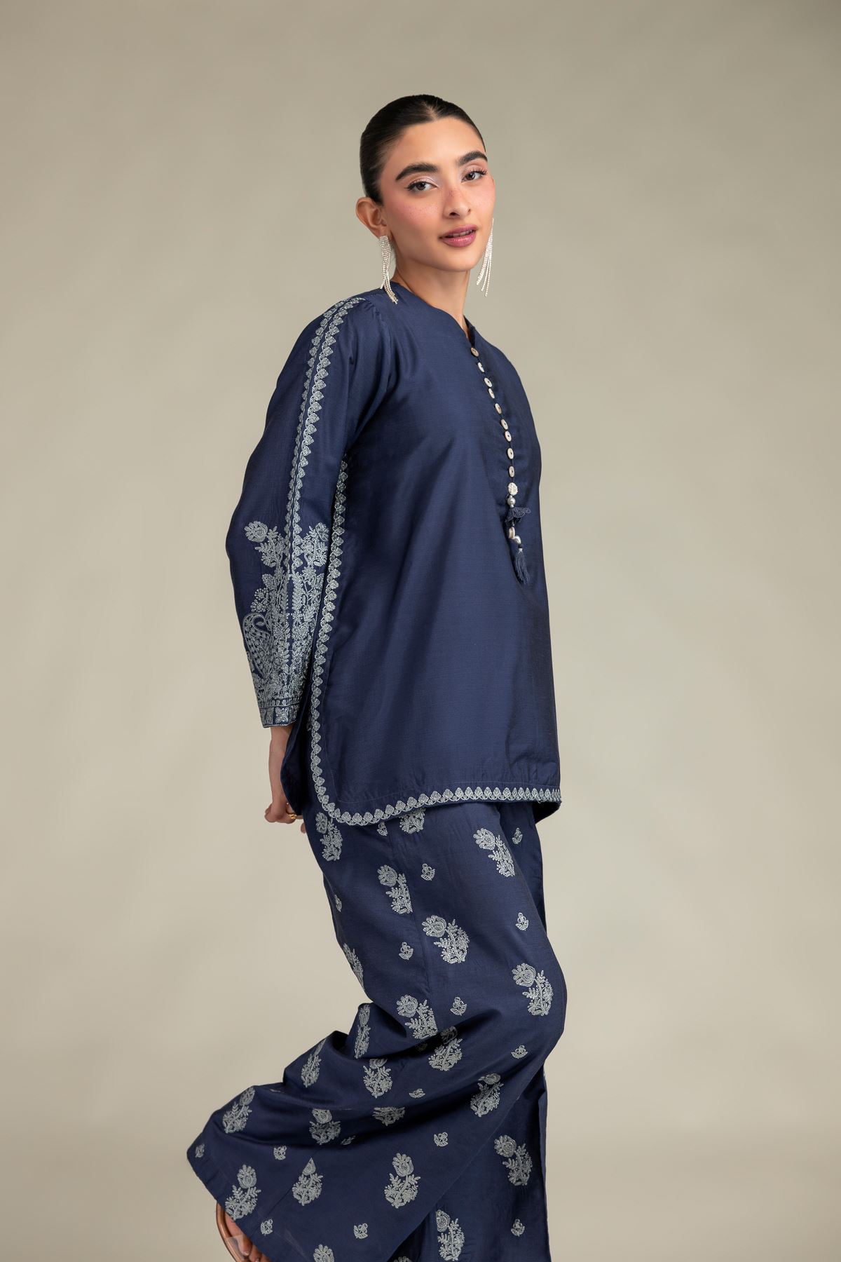 Printed Raw Silk Silk Floral Kurta - 1-26-244-A-D1-VG