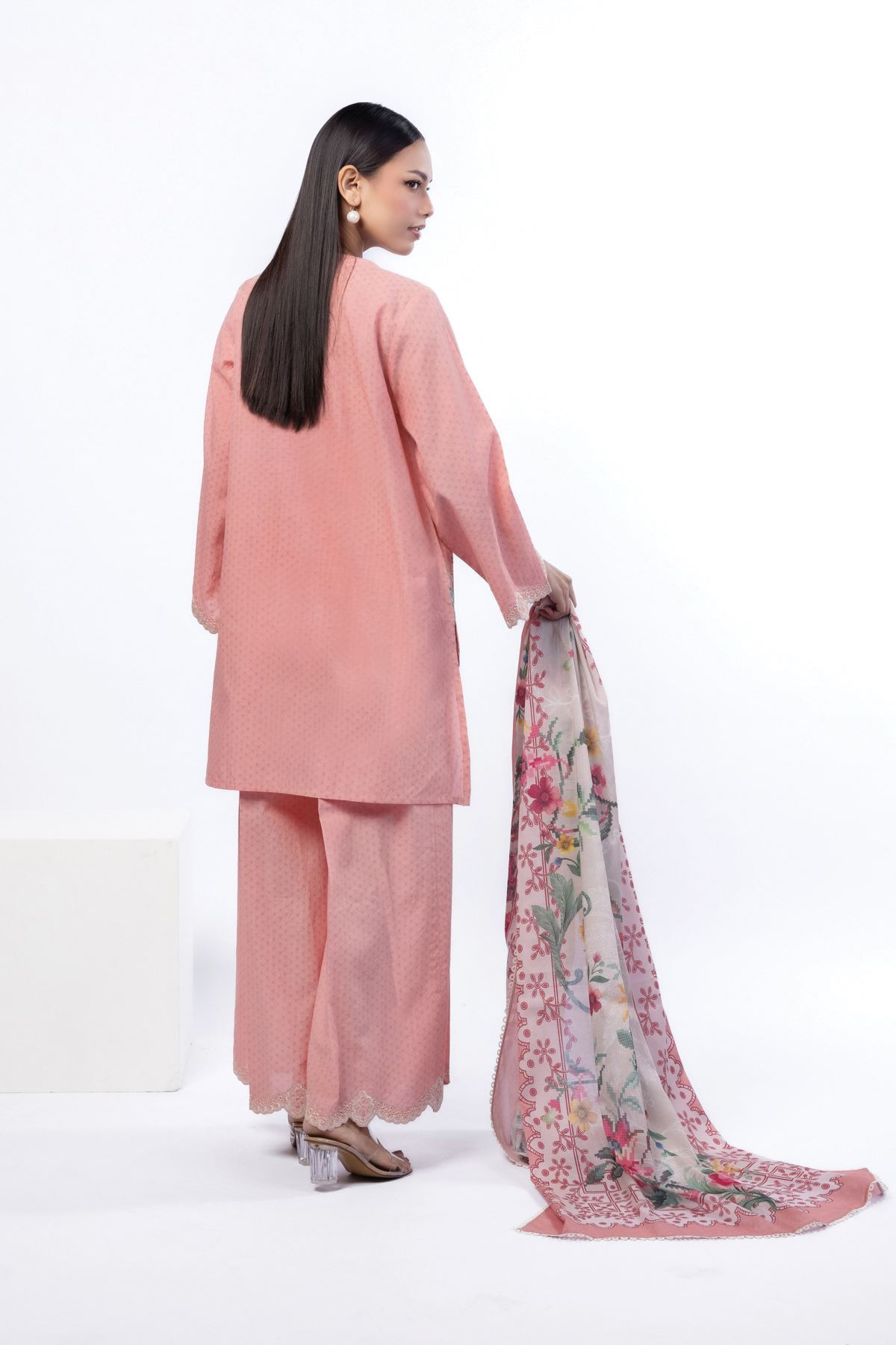 Embroidered Cotton Dobby Tailored 3 Piece - T-A22-26-107FA-VG