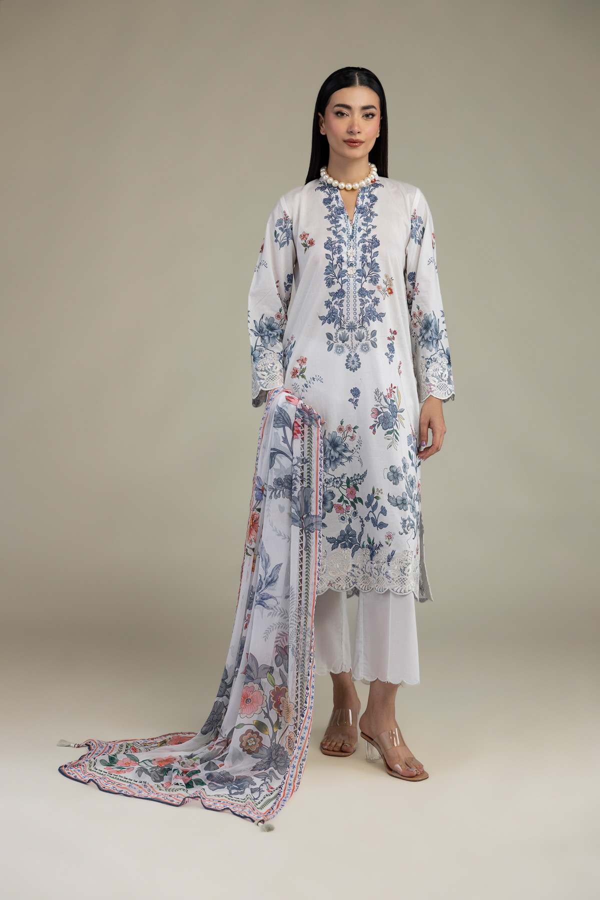 Embroidered Cambric Tailored 3 Piece - B1-2-26-106-A-C-VG