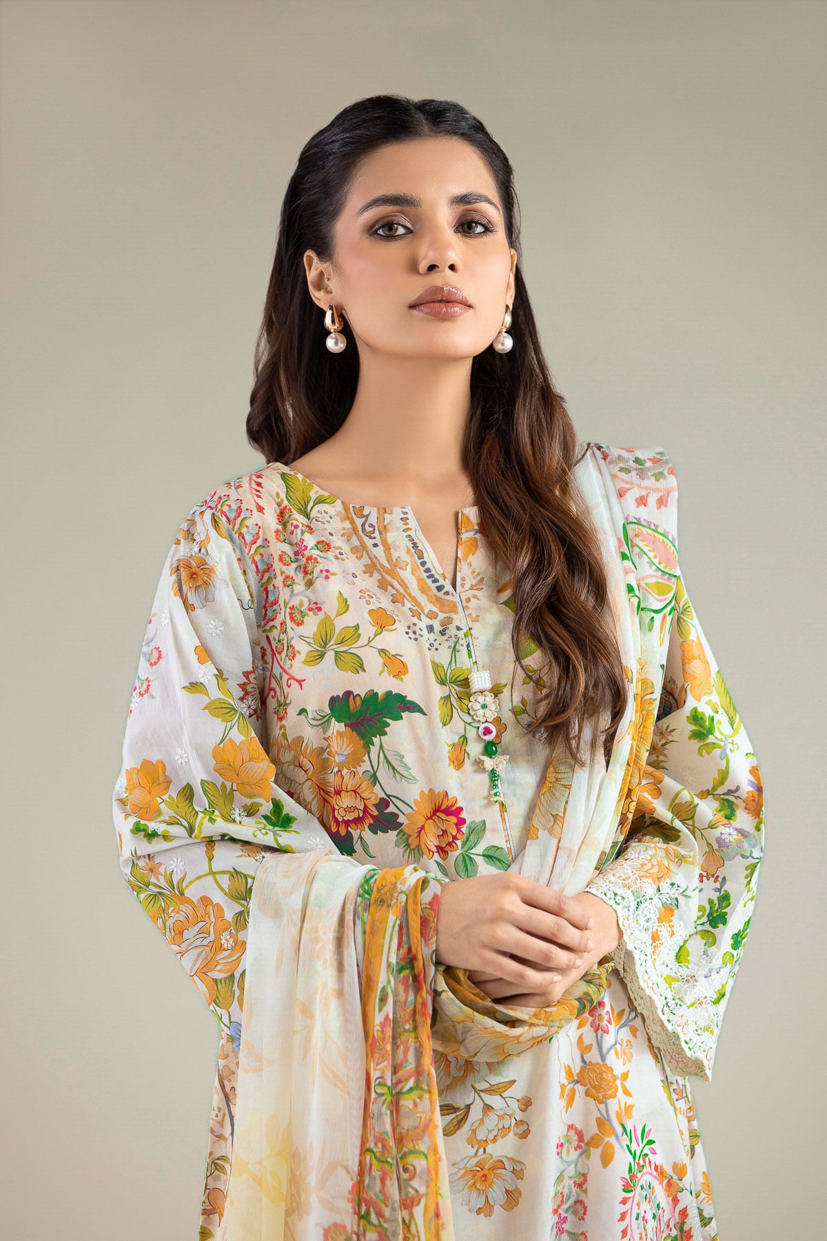 Embroidered Lawn Fabrics 3 Piece - T-A33-26-207FD1-VG