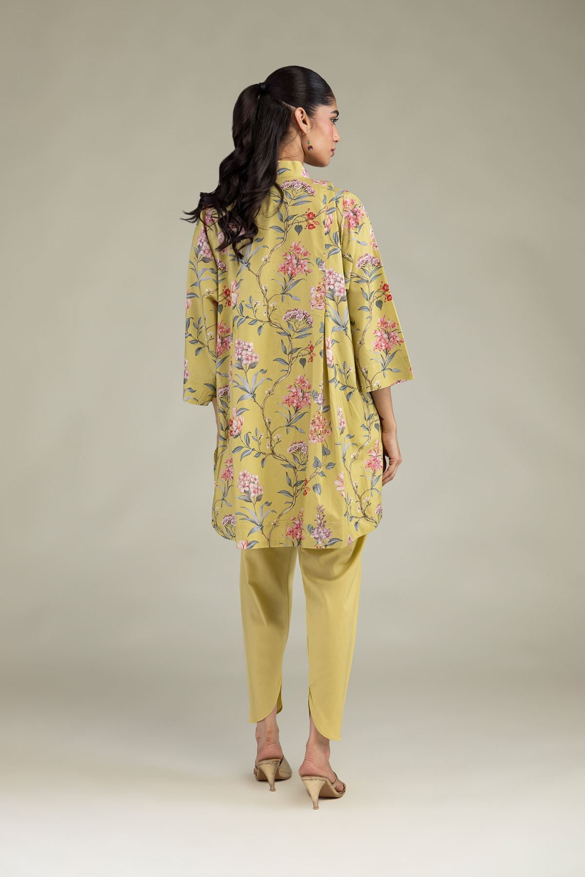 Printed Cotton Viscose Floral V-Neck Kurta - 2-26-304-B-D1-VG