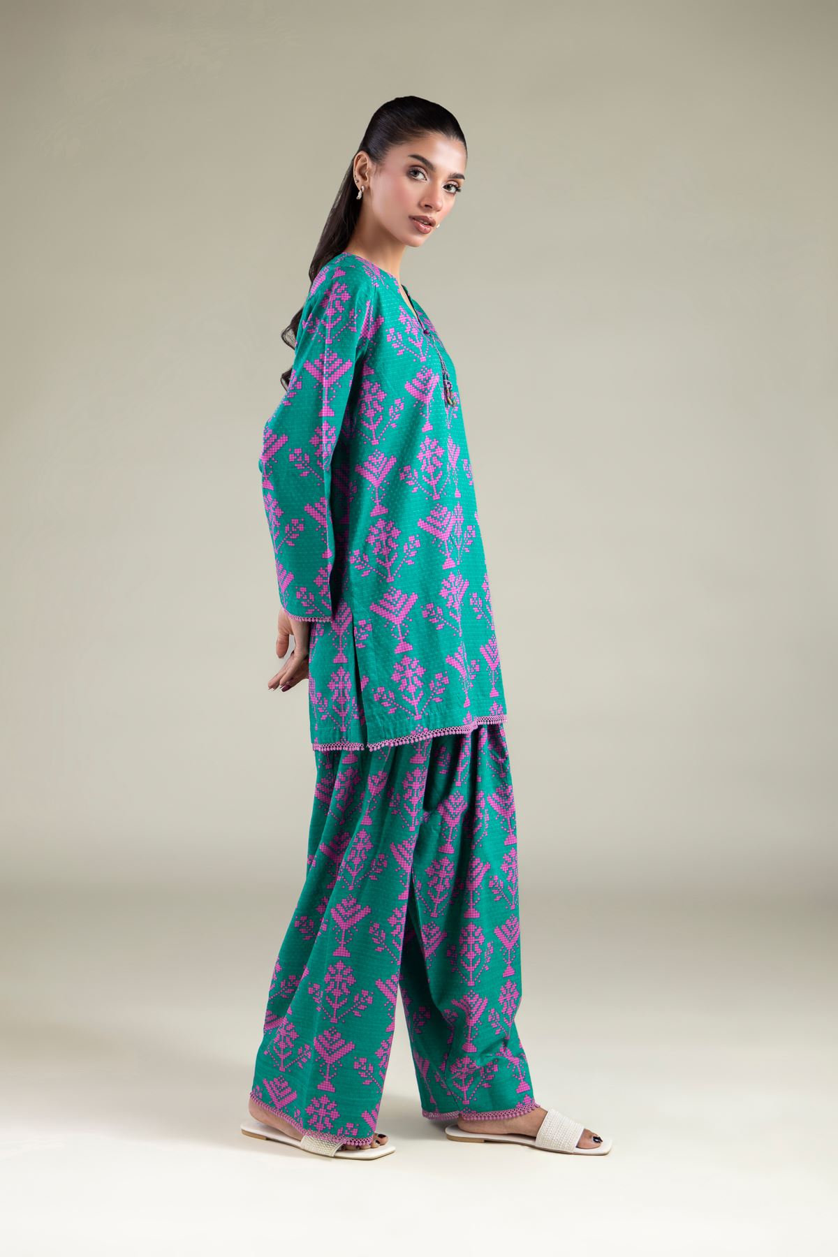 Printed Cotton Dobby Shalwar - 25-00-X2-07TA-VG