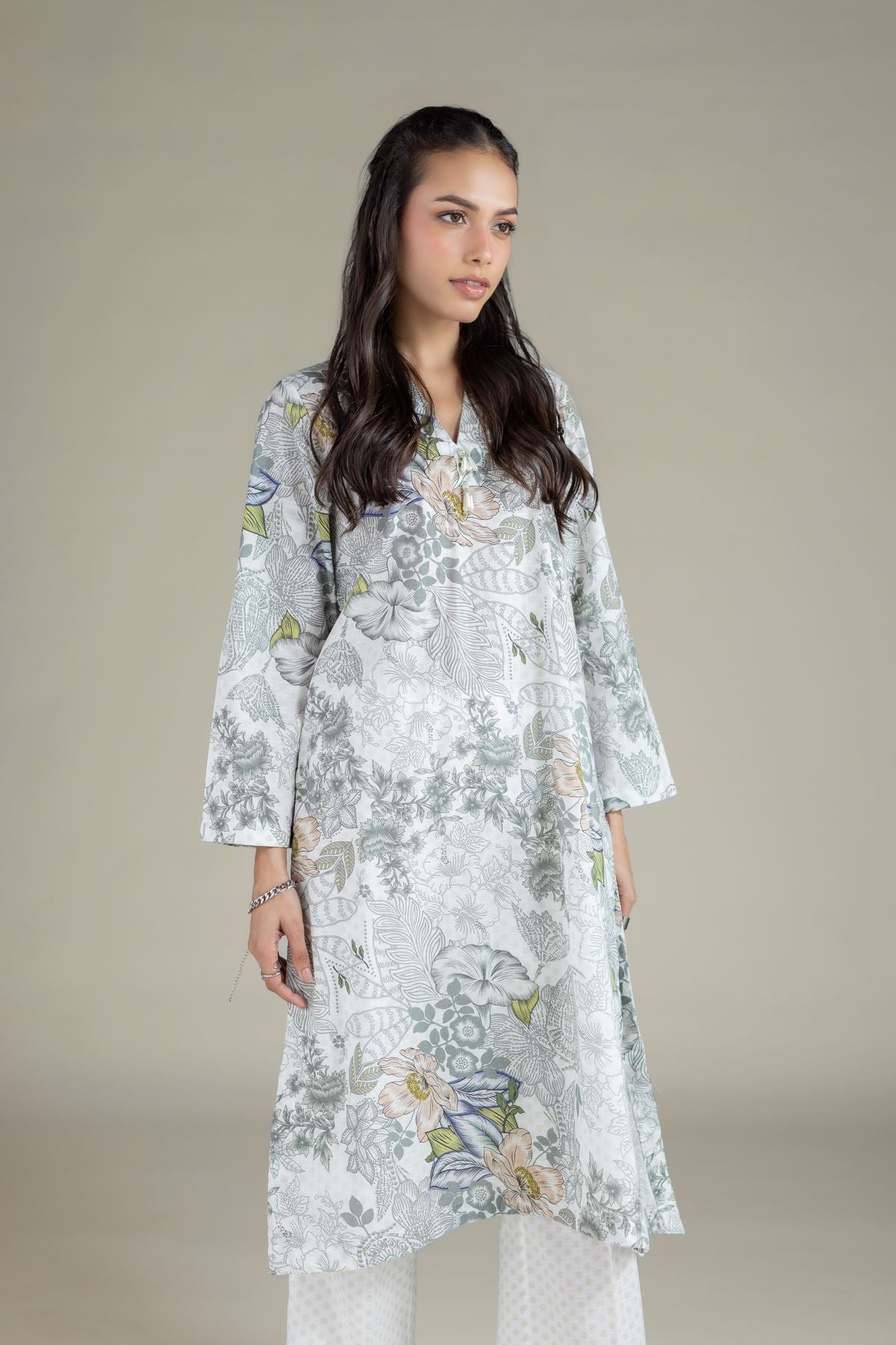 Printed Cotton Dobby Kurta - 25-10-12E12-02TA-VG