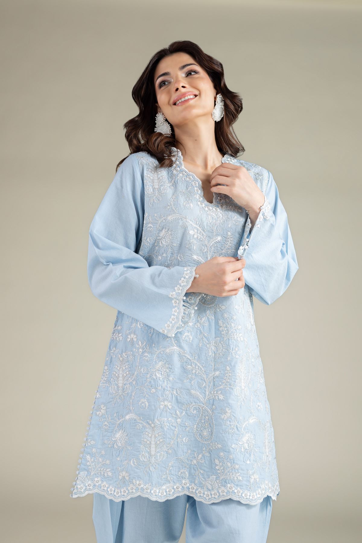 Embroidered Cambric Fabrics 2 Piece | Top and Bottom - A33-26-109FB1-VG