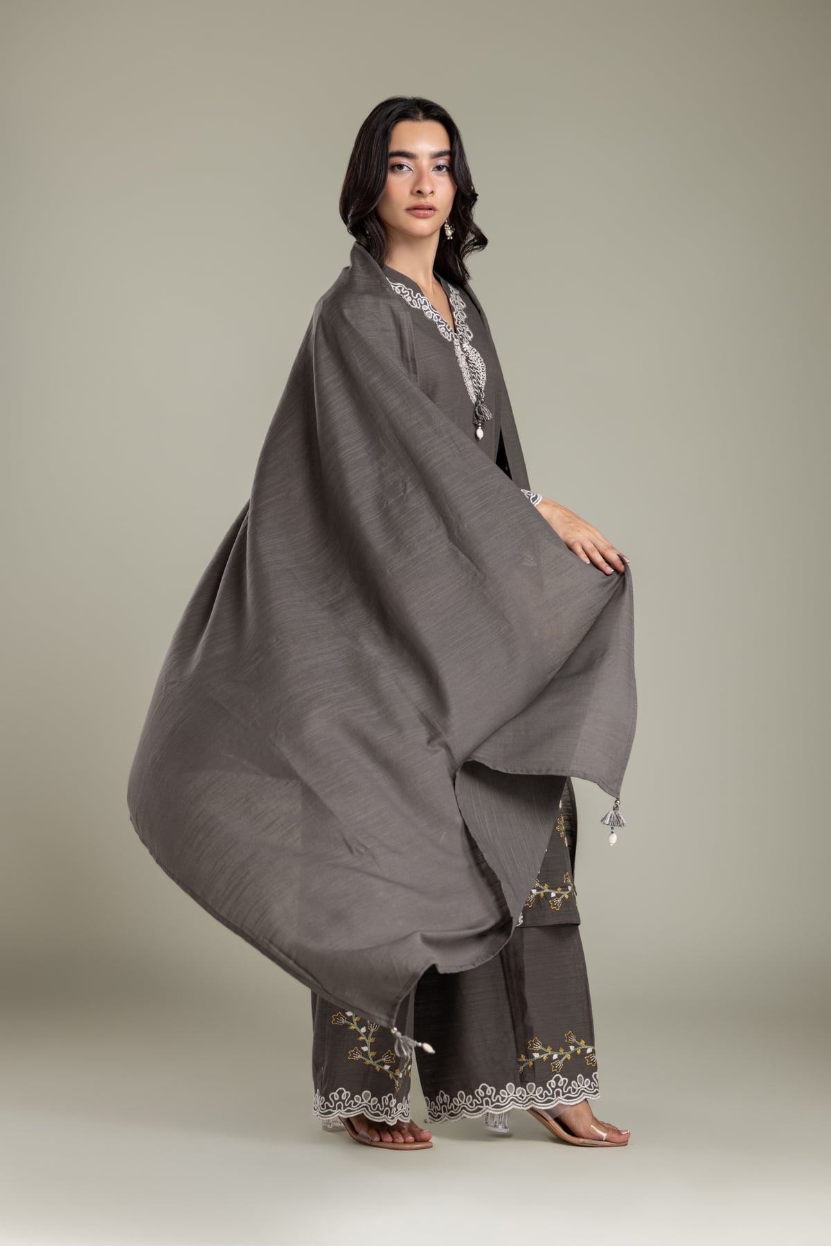 Embroidered Light Khaddar Dupatta - 2-26-202-A-D-VG