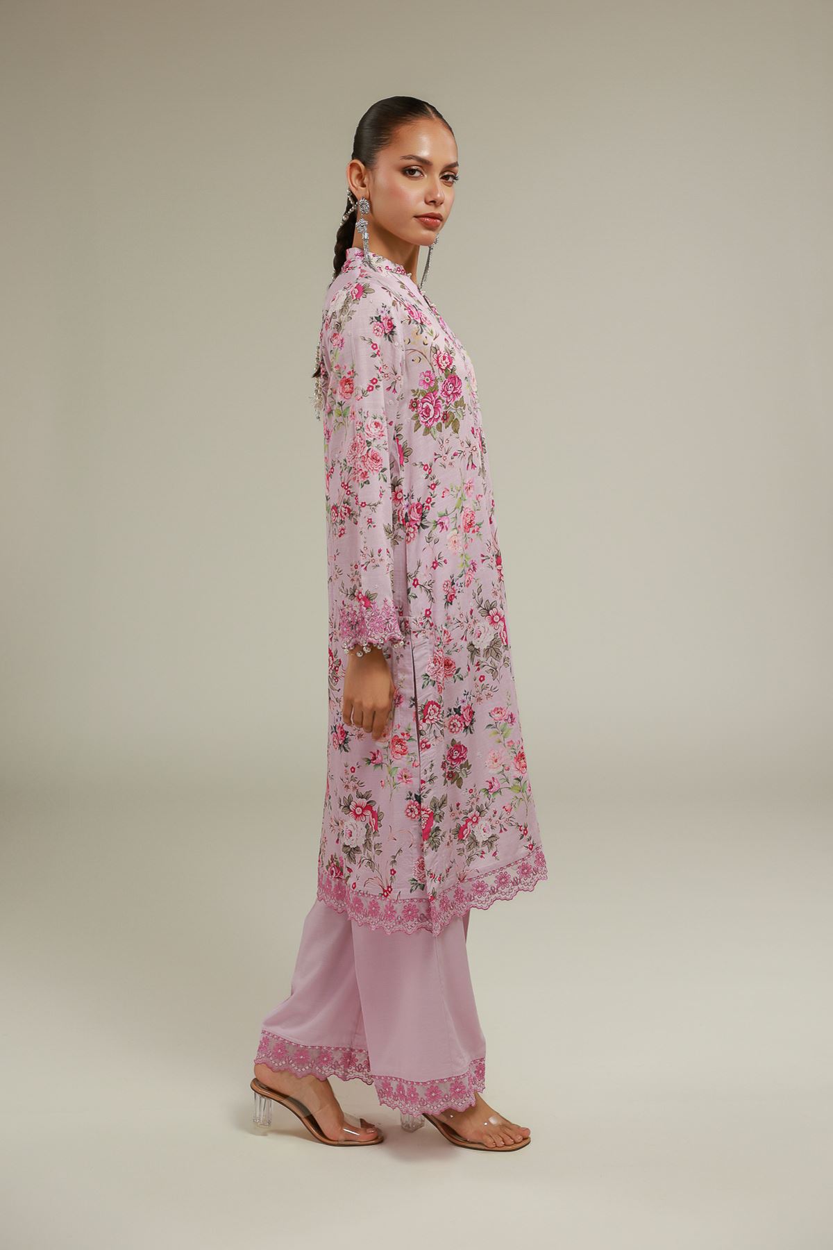 Embroidered Raw Silk Embroidered Lace Pants - 2-26-102-A-D-VG