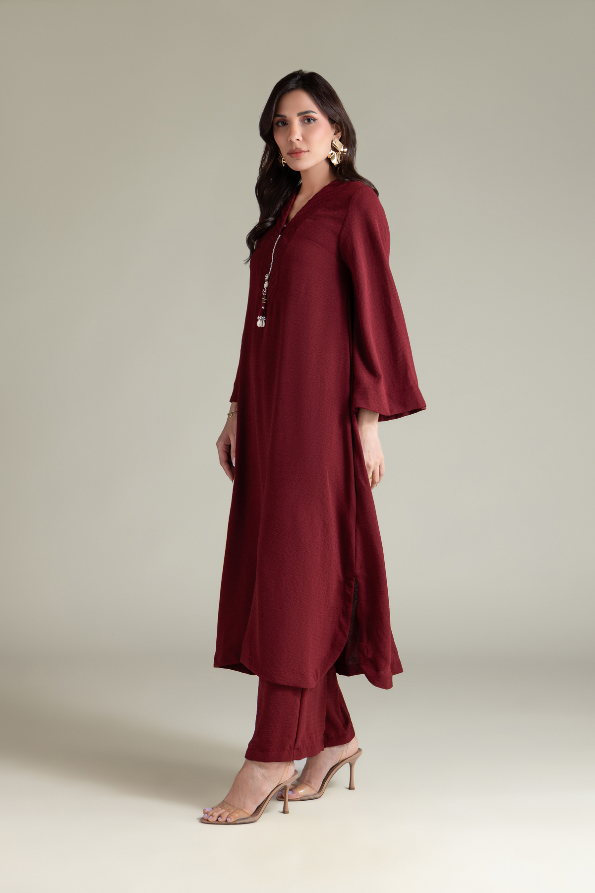 Dyed Textured Georgette Solid Magenta Pants - 8-26-202-A-D1-VG