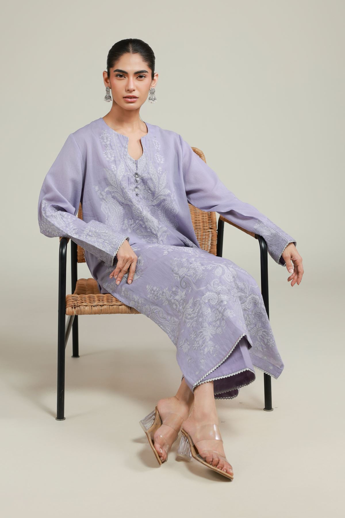 Dyed Jacquard Jacquard Tailored Set - 26-02-1E13-02TA-VG