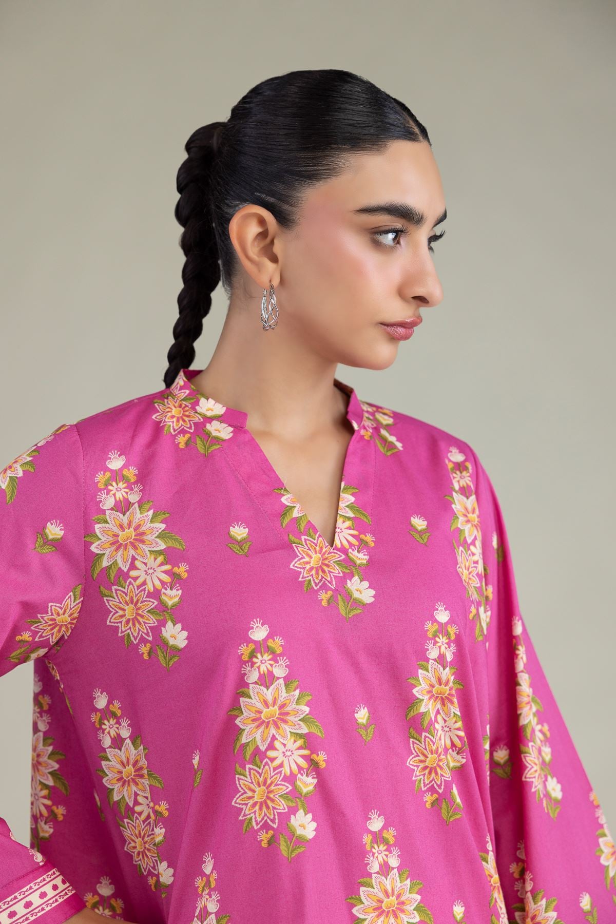 Printed Cambric Floral Cambric Kurta - 8-26-303-A-C1-VG