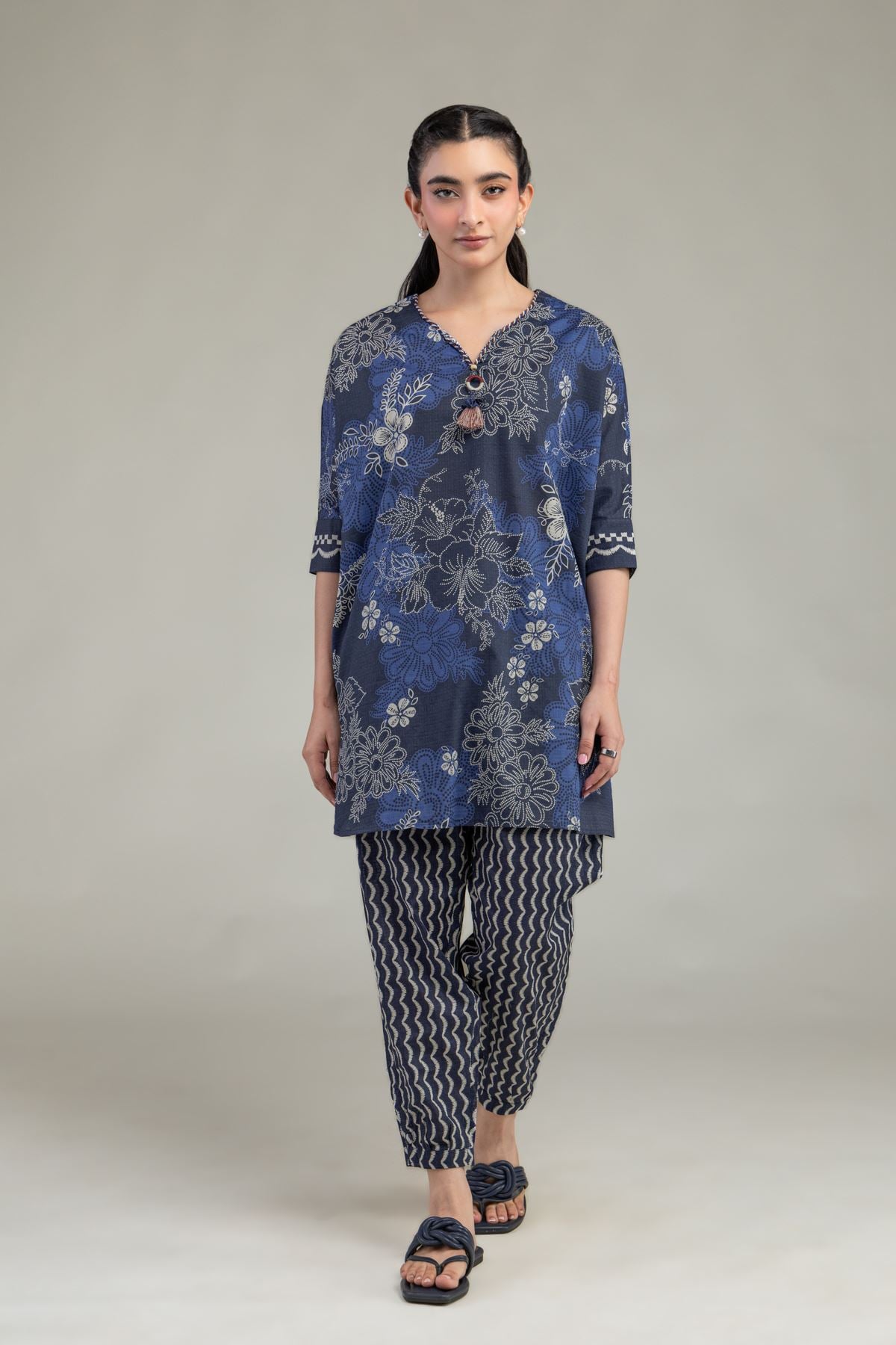 Printed Cotton Dobby Cotton Navy Shalwar - 1-26-212-A-C1-VG
