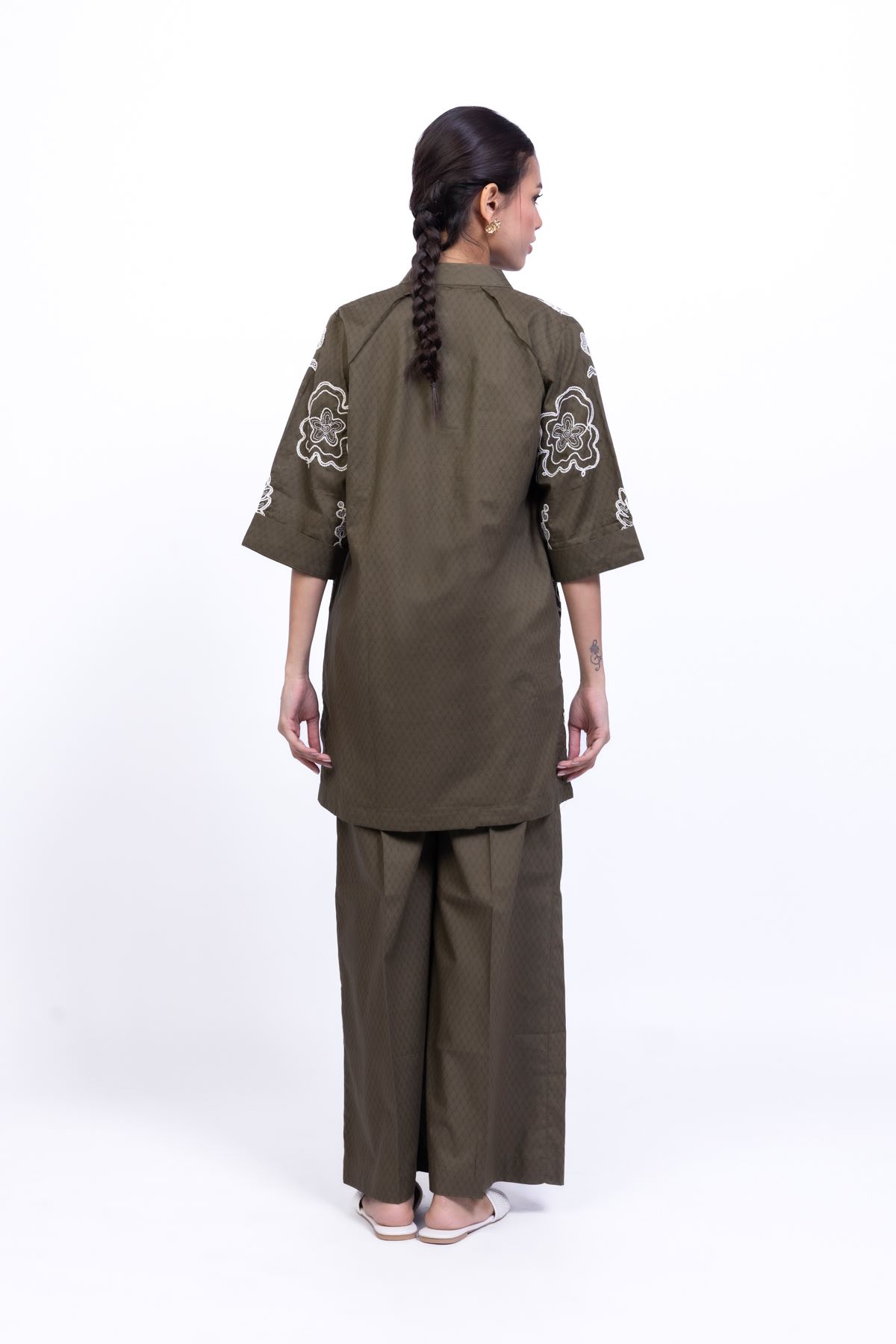 Embroidered Cotton Dobby Kurta - 25-09-11E11-07TB-VG